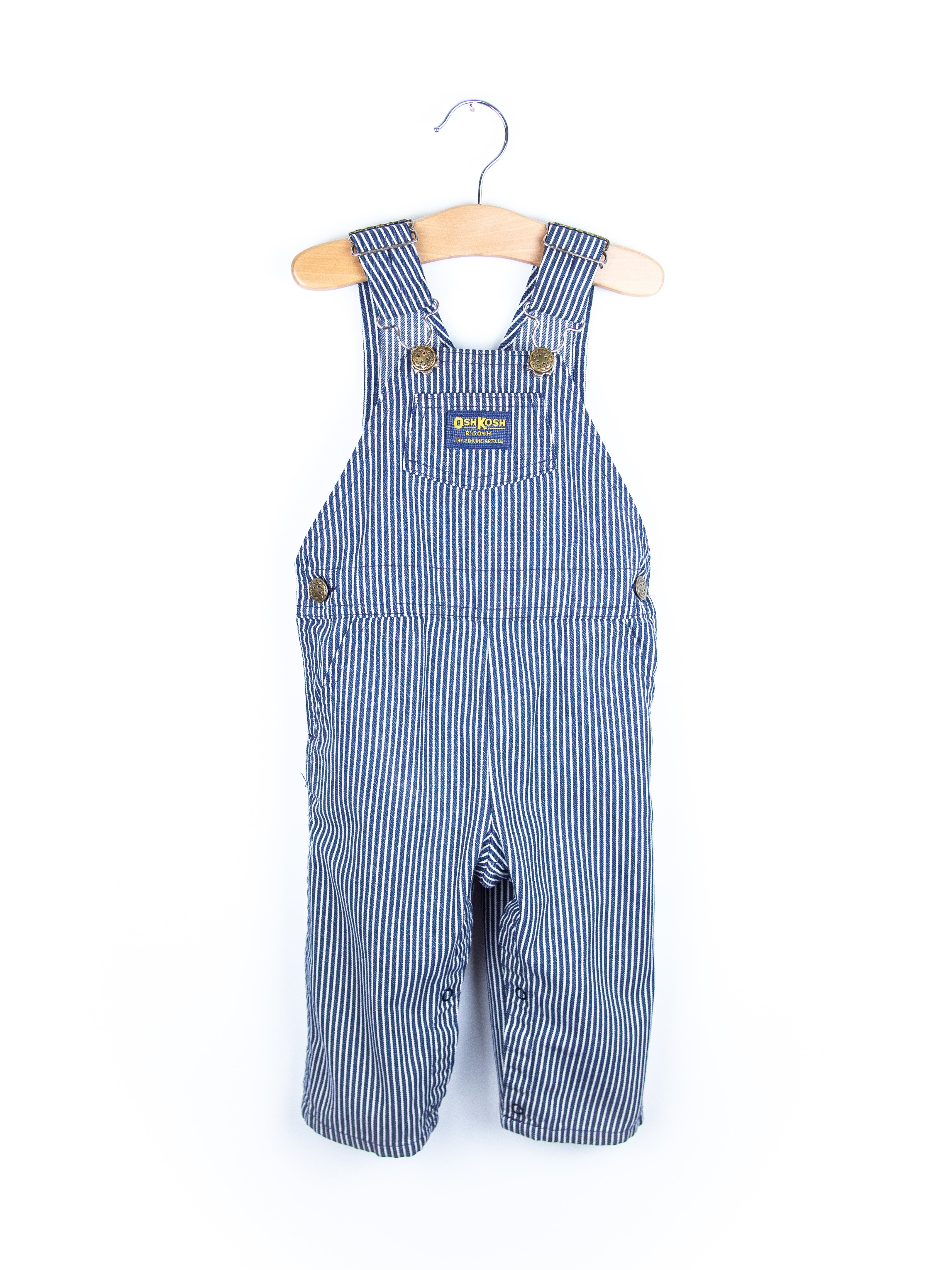 Osh Kosh Blue & White Hickory Stripe Dungarees - Age 9 months