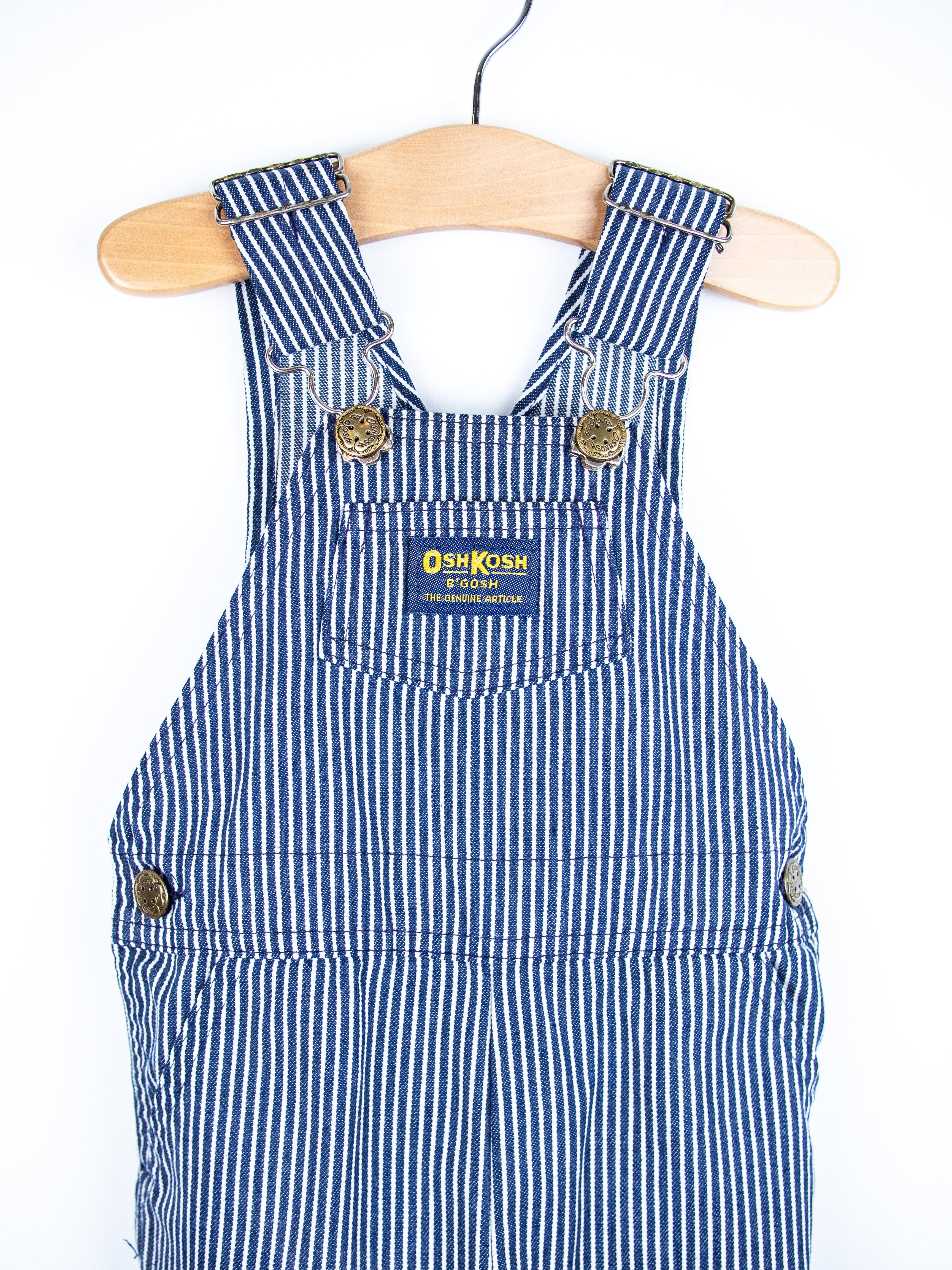 Osh Kosh Blue & White Hickory Stripe Dungarees - Age 9 months