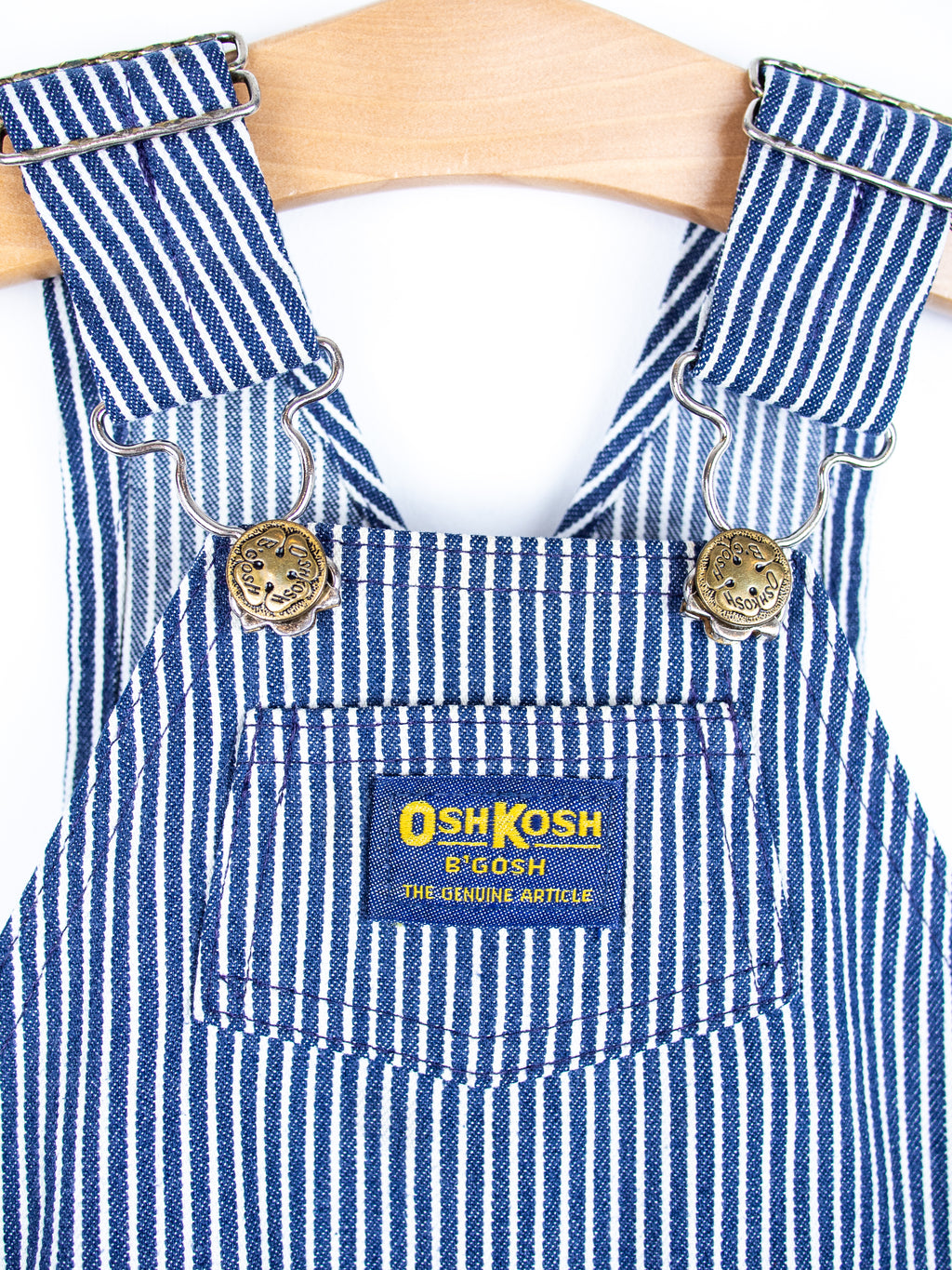 Osh Kosh Blue & White Hickory Stripe Dungarees - Age 9 months