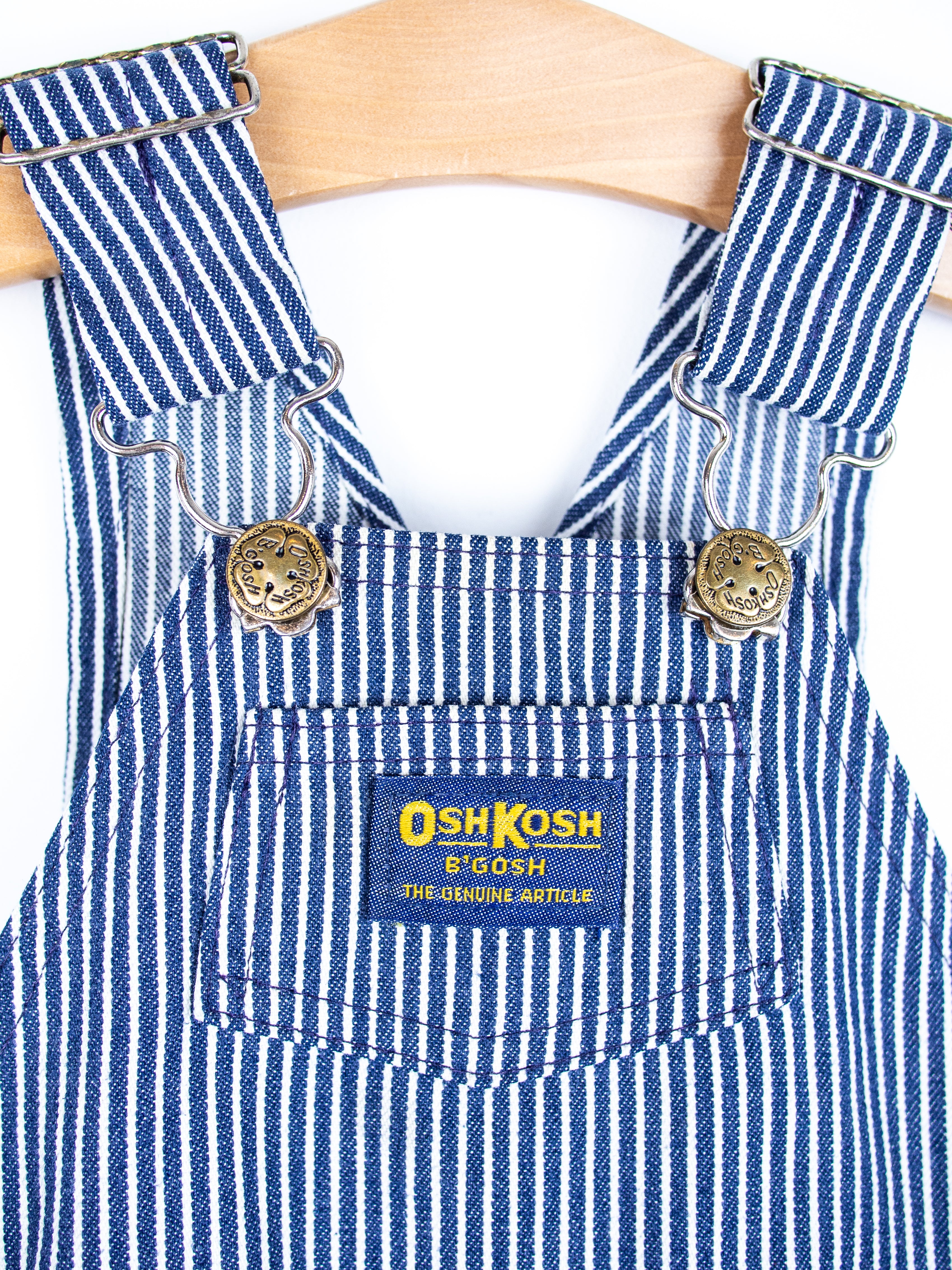 Osh Kosh Blue & White Hickory Stripe Dungarees - Age 9 months