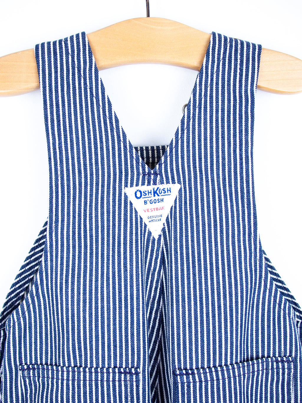 Osh Kosh Blue & White Hickory Stripe Dungarees - Age 9 months