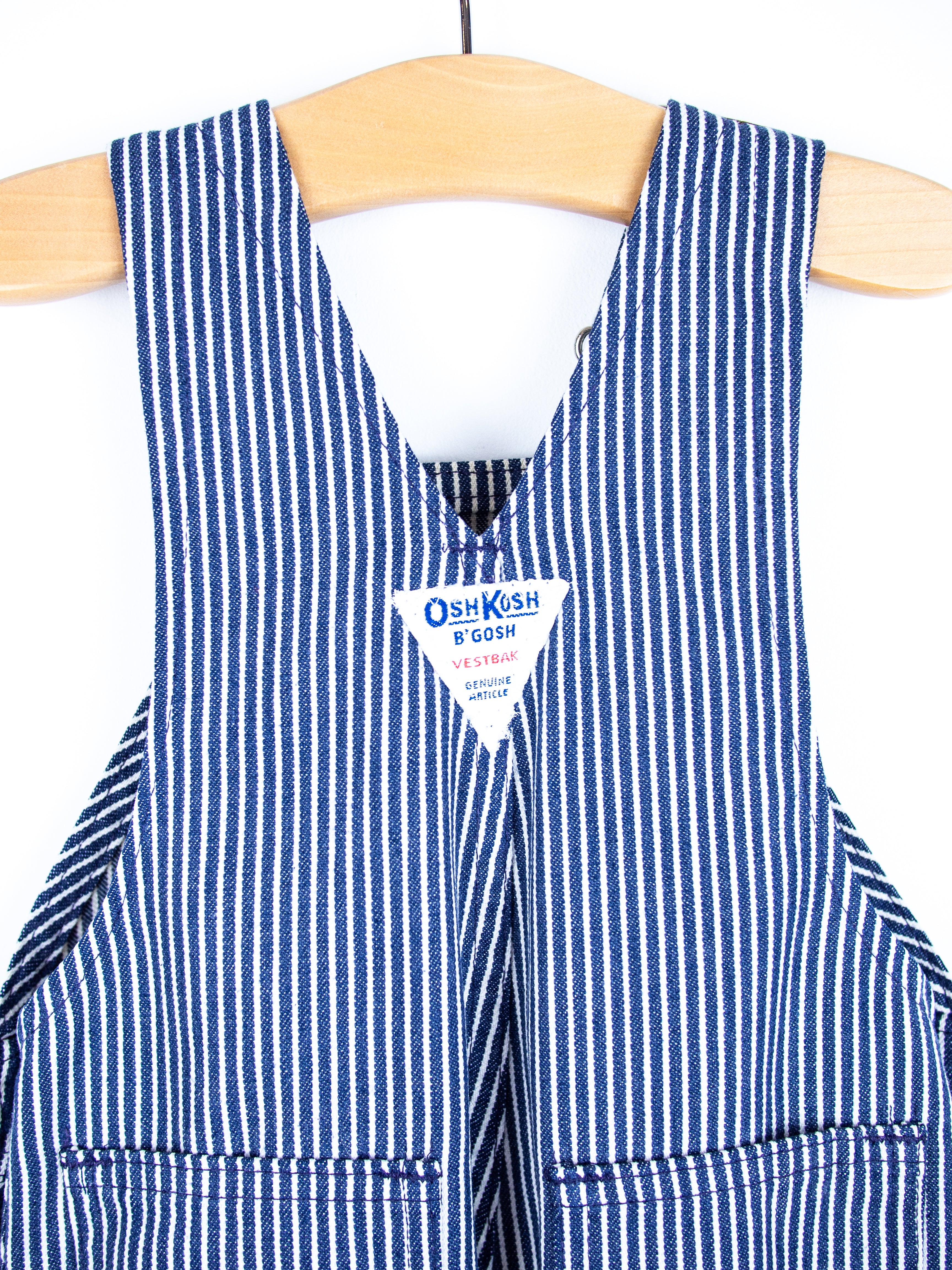 Osh Kosh Blue & White Hickory Stripe Dungarees - Age 9 months