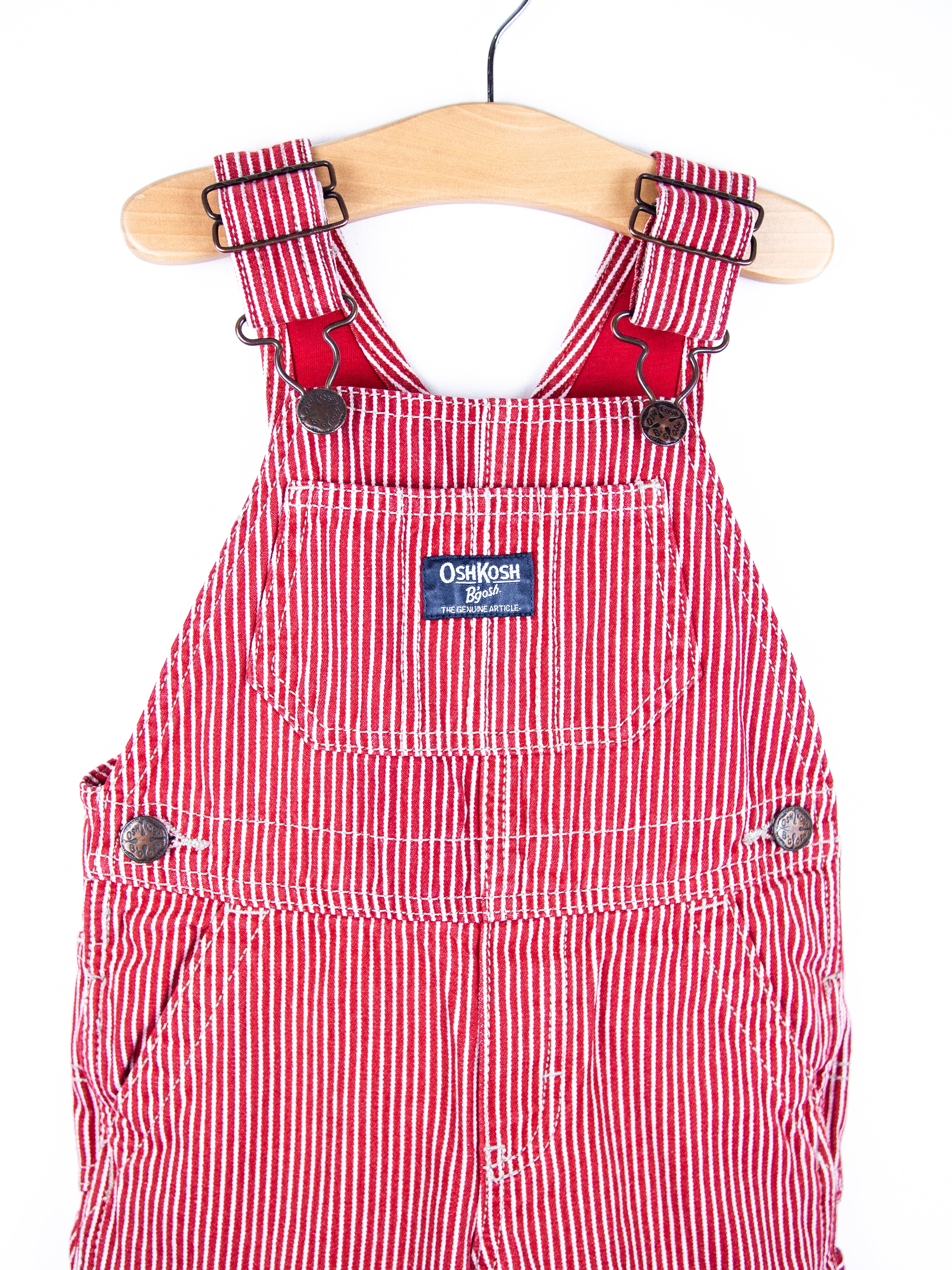 Osh Kosh Red Hickory Stripe Dungarees - Age 2T