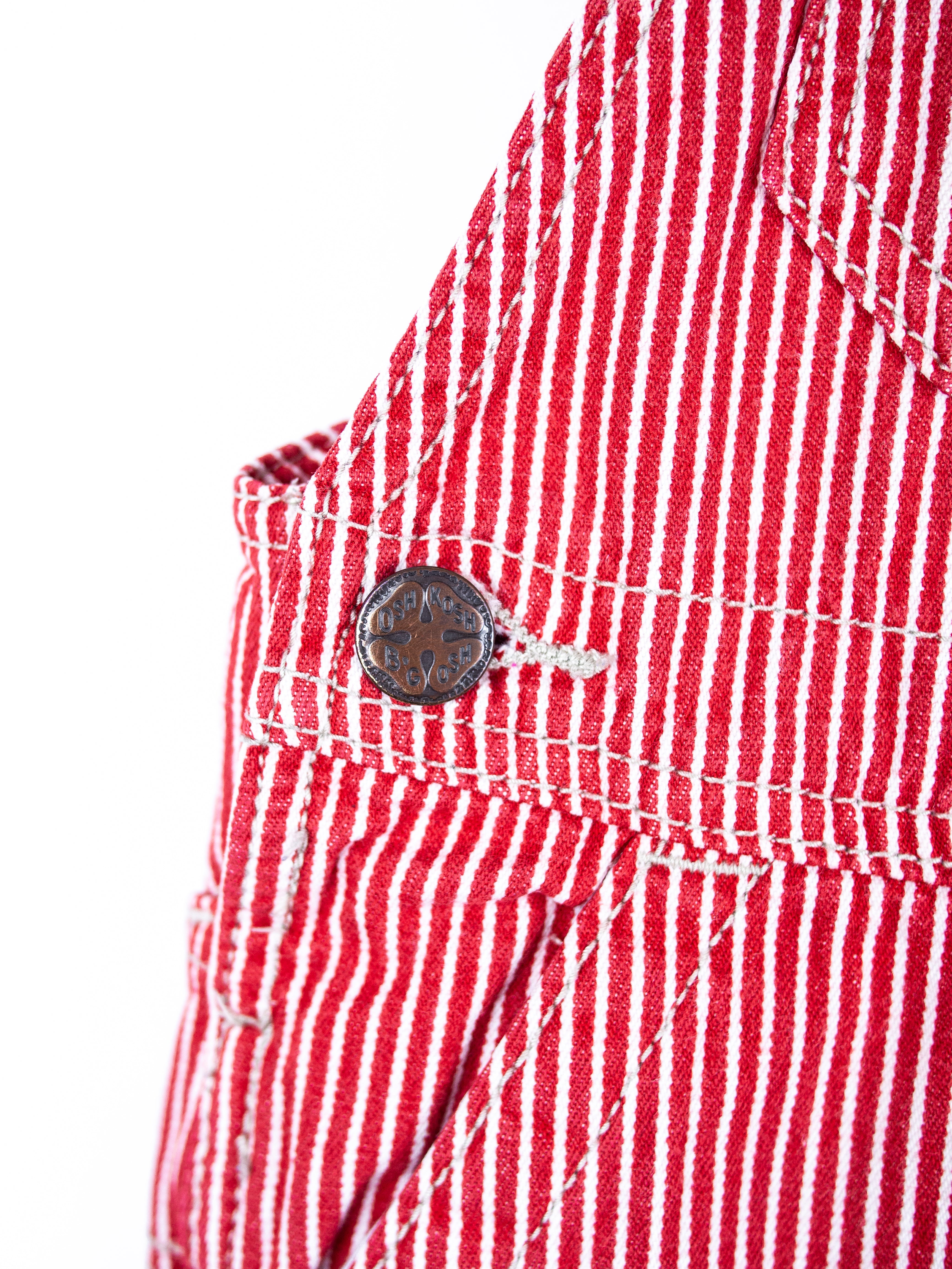 Osh Kosh Red Hickory Stripe Dungarees - Age 2T
