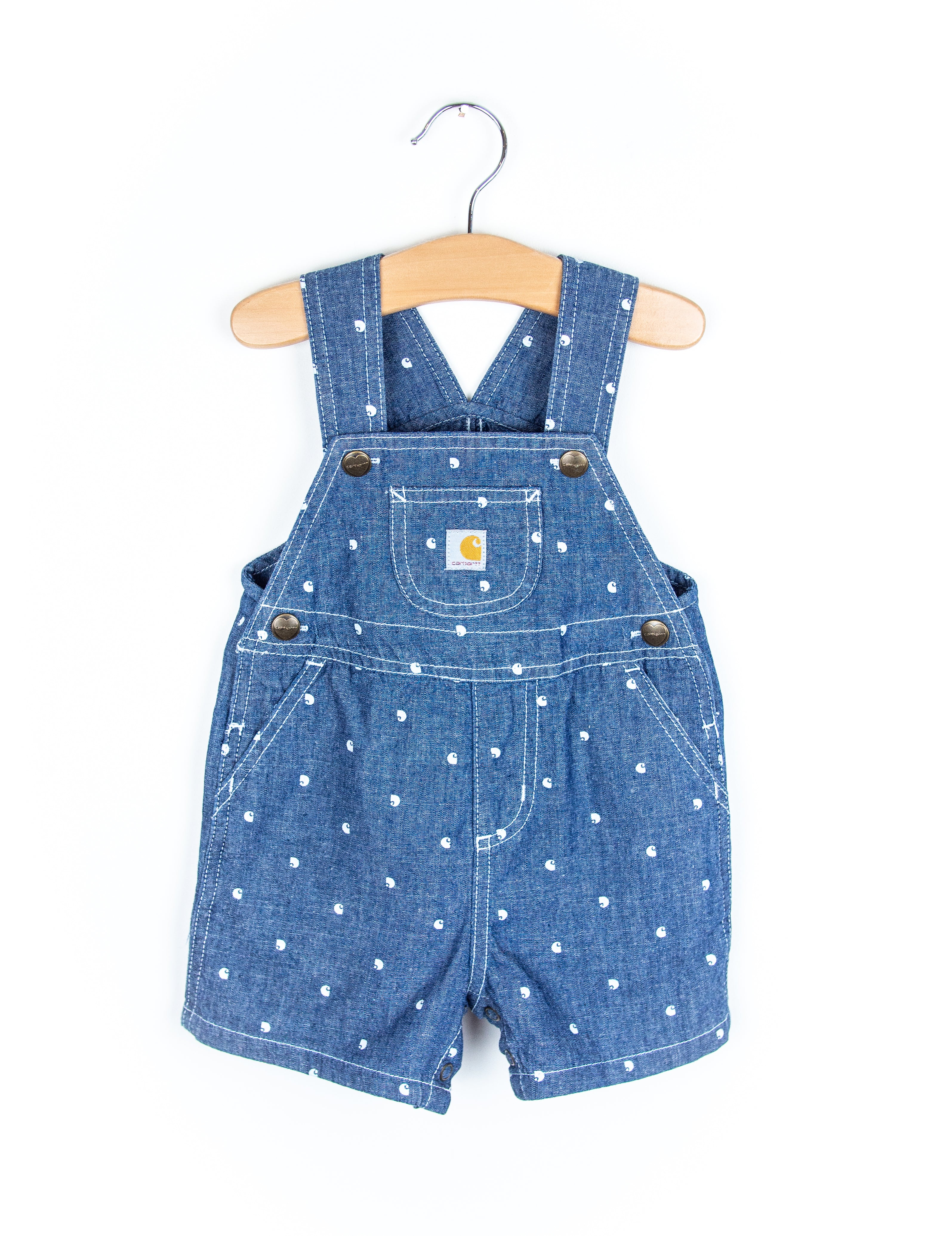 Carhartt Logo Dot Denim Dungaree Shorties - Age 9 months
