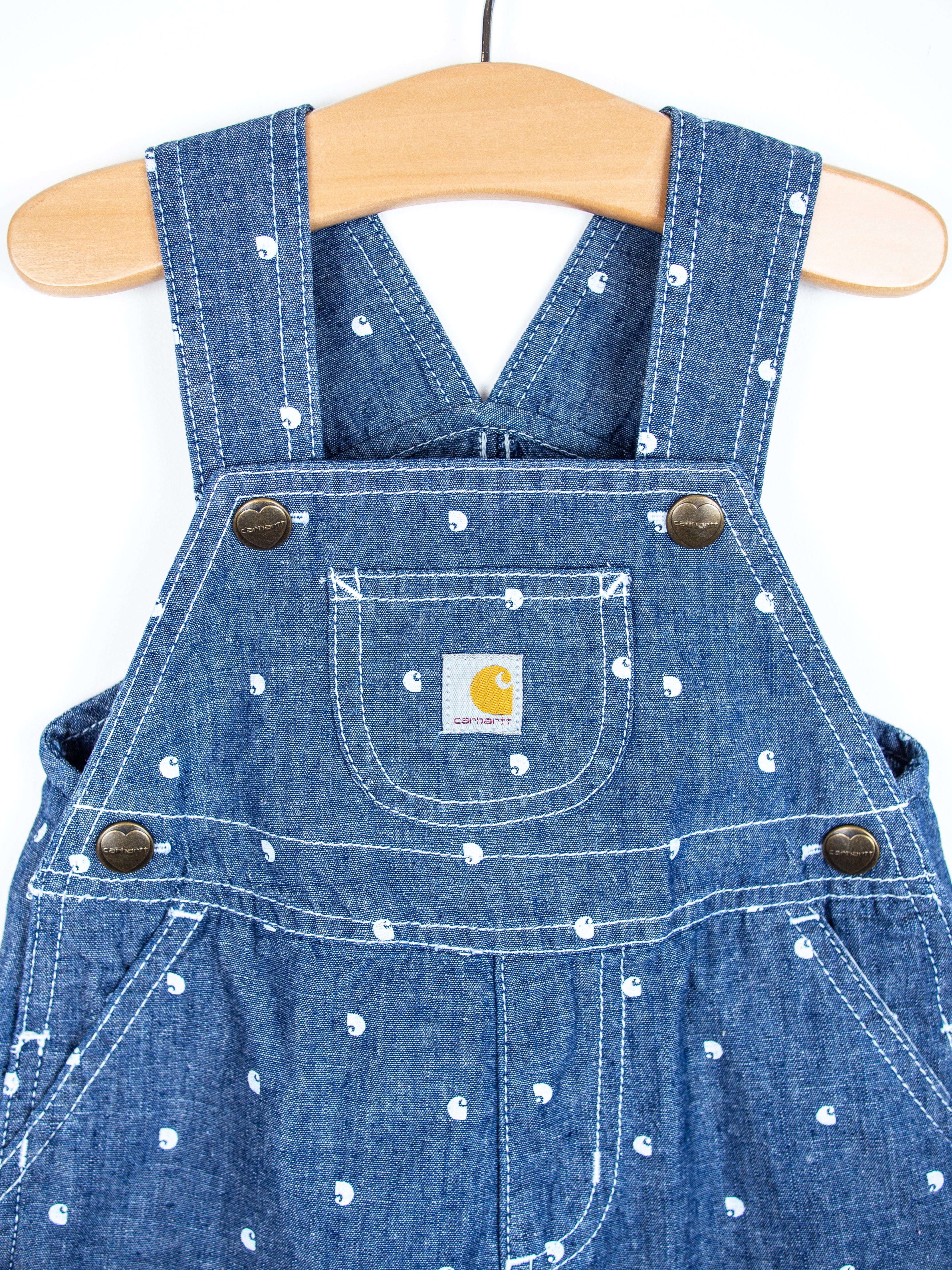 Carhartt Logo Dot Denim Dungaree Shorties - Age 9 months