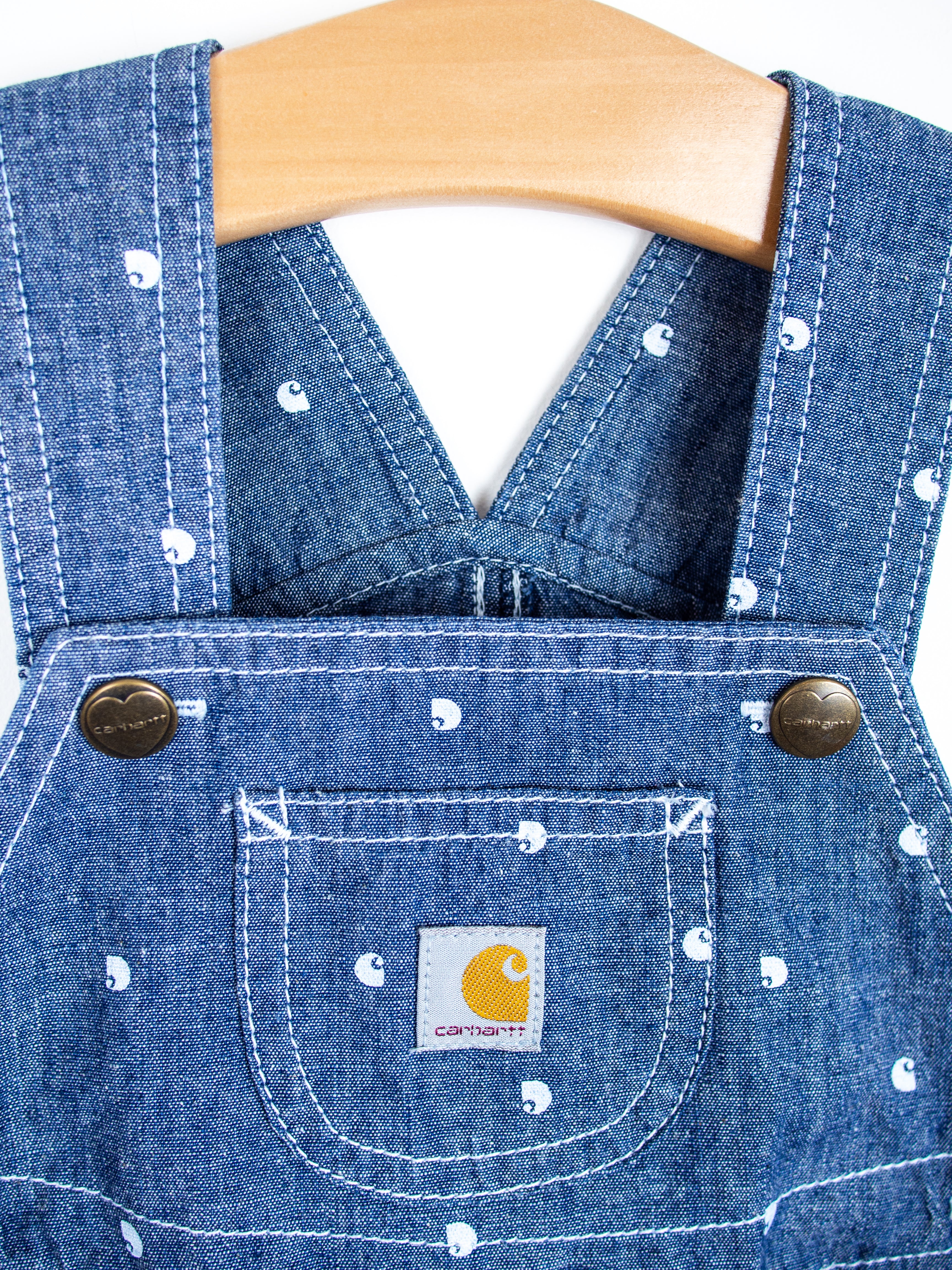Carhartt Logo Dot Denim Dungaree Shorties - Age 9 months