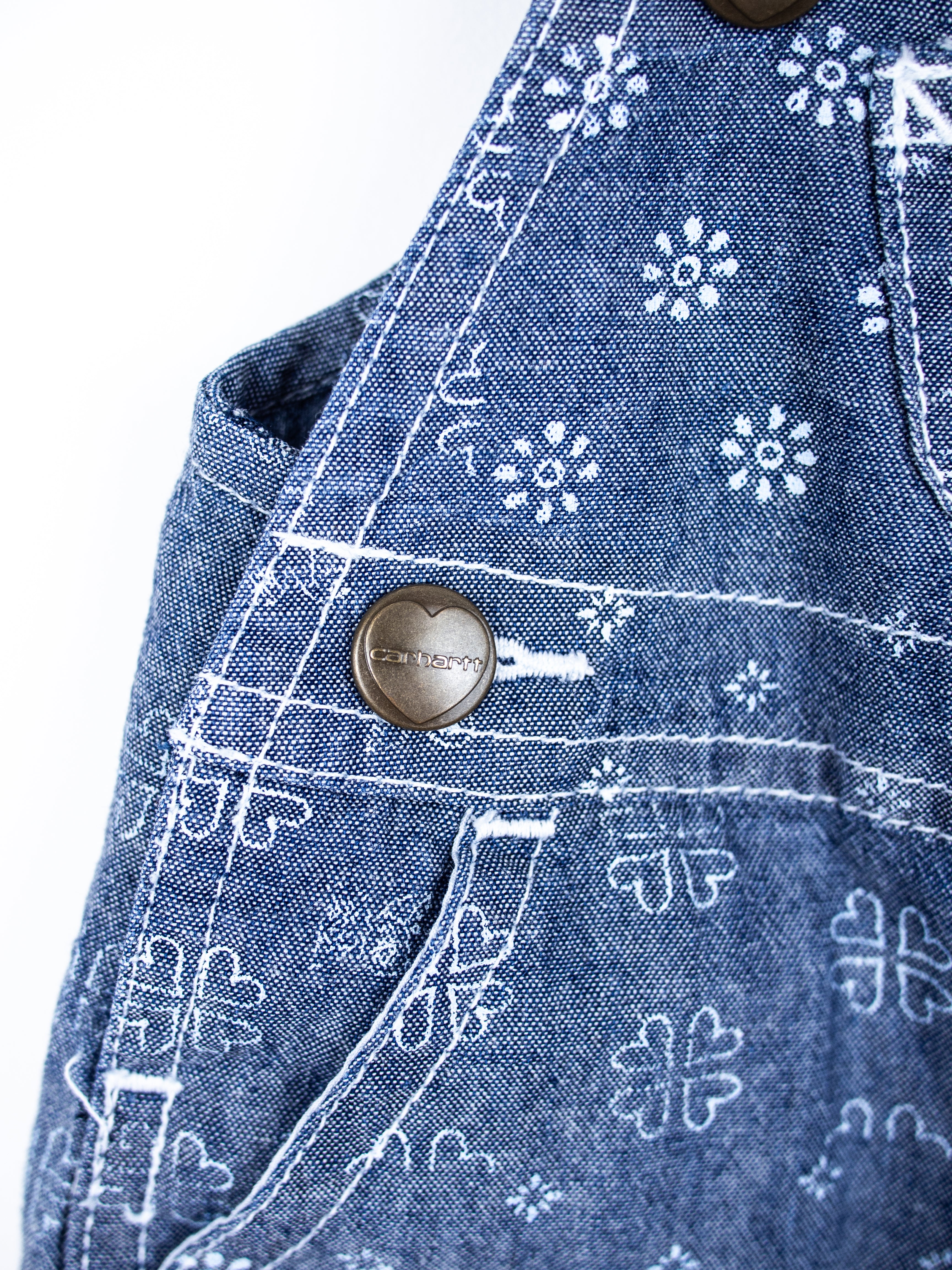 Carhartt Rare Block Print Chambray Dungarees - Age 0-3 months