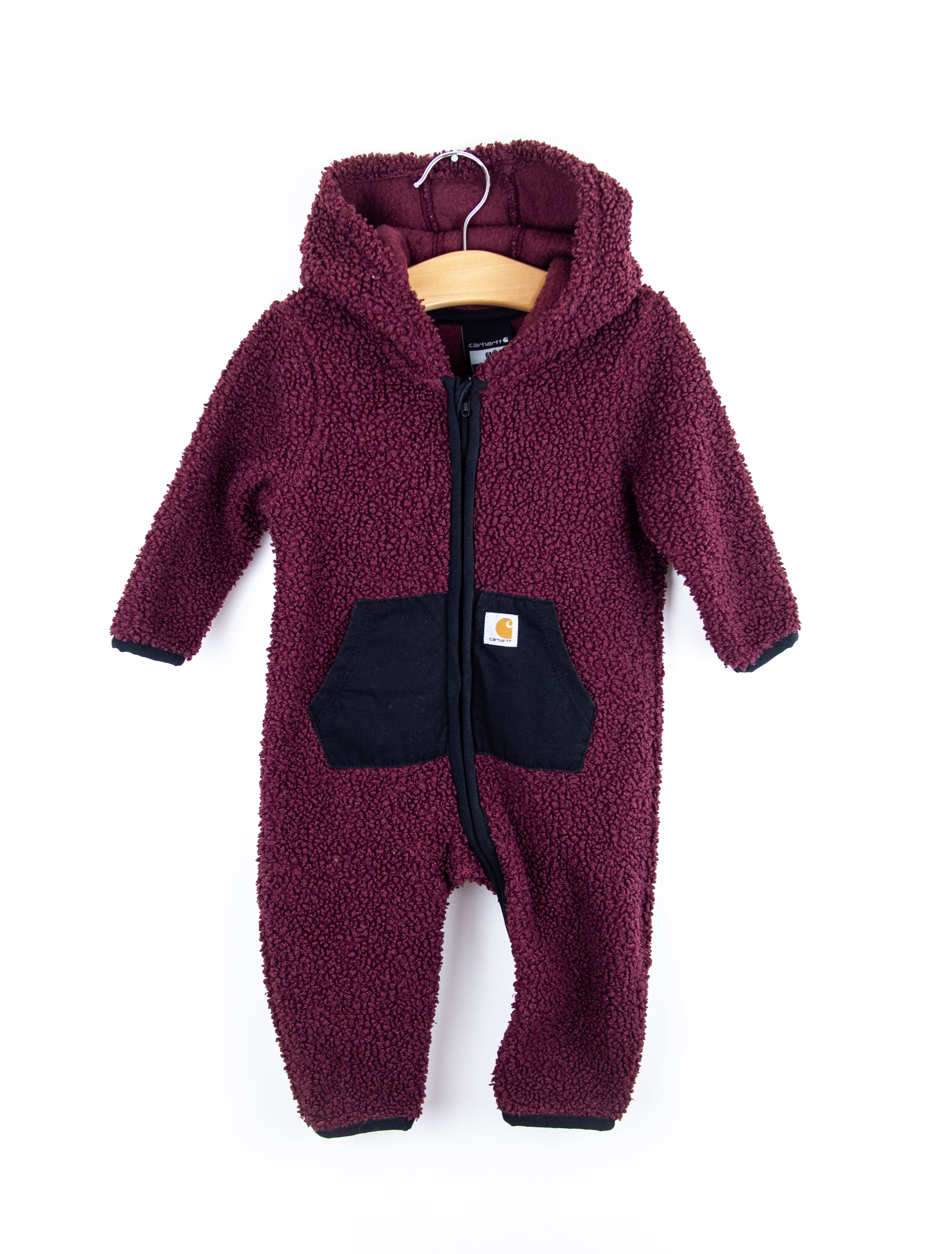 Carhartt Burgundy Teddy Fleece Snowsuit - Age 3-6 months