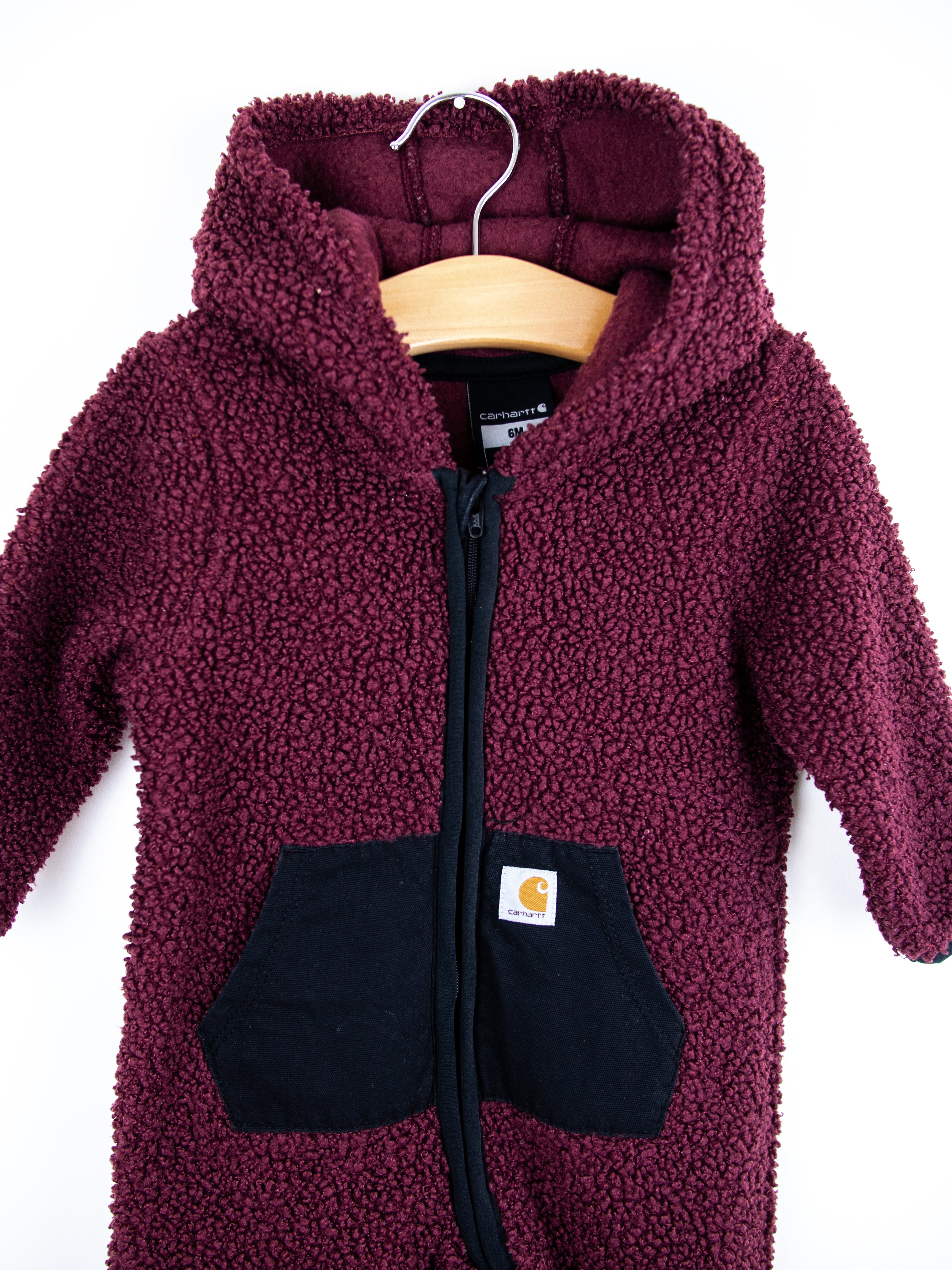 Carhartt Burgundy Teddy Fleece Snowsuit - Age 3-6 months