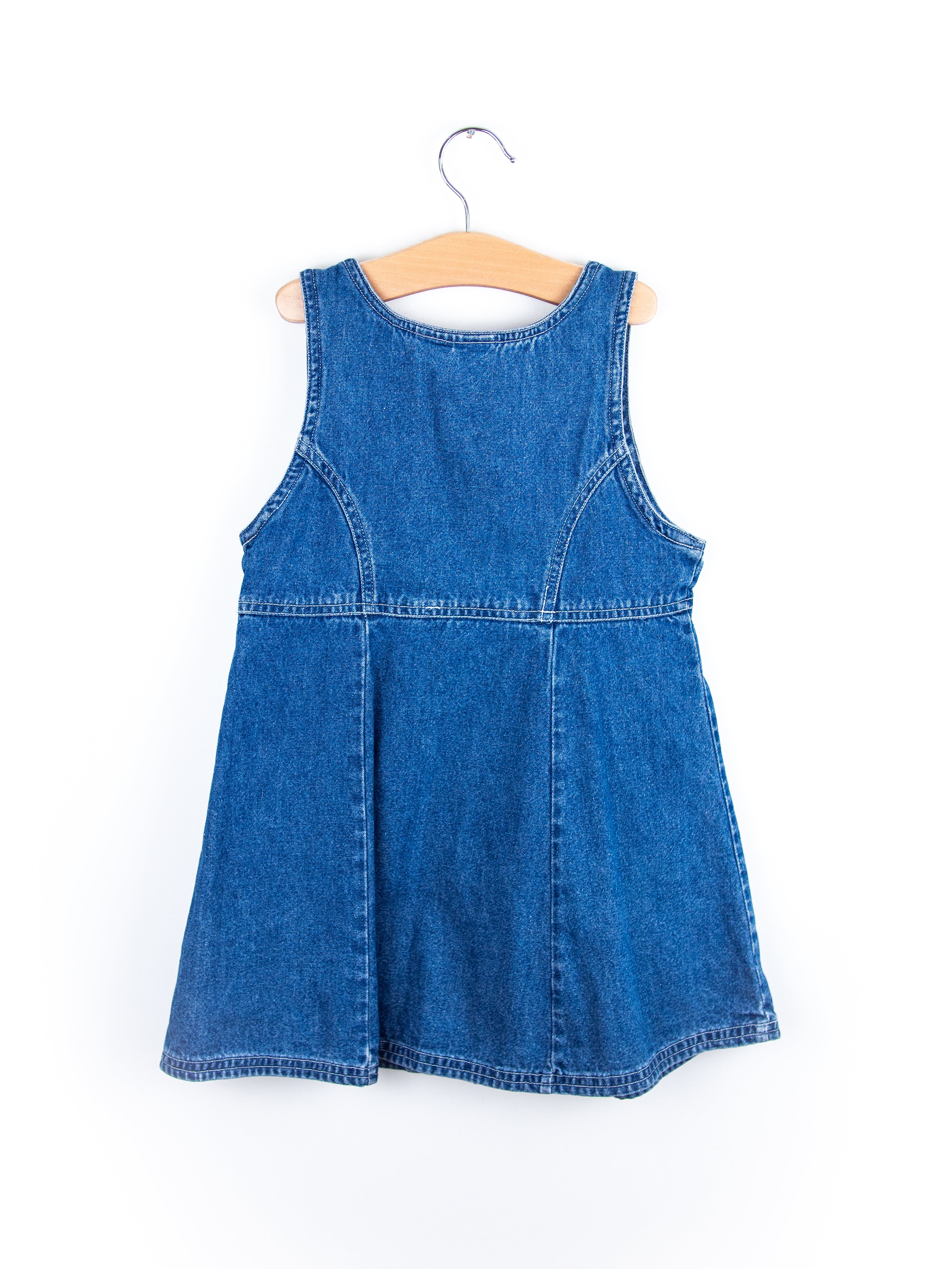 Vintage Denim Floral Shift Dress - Age 4T