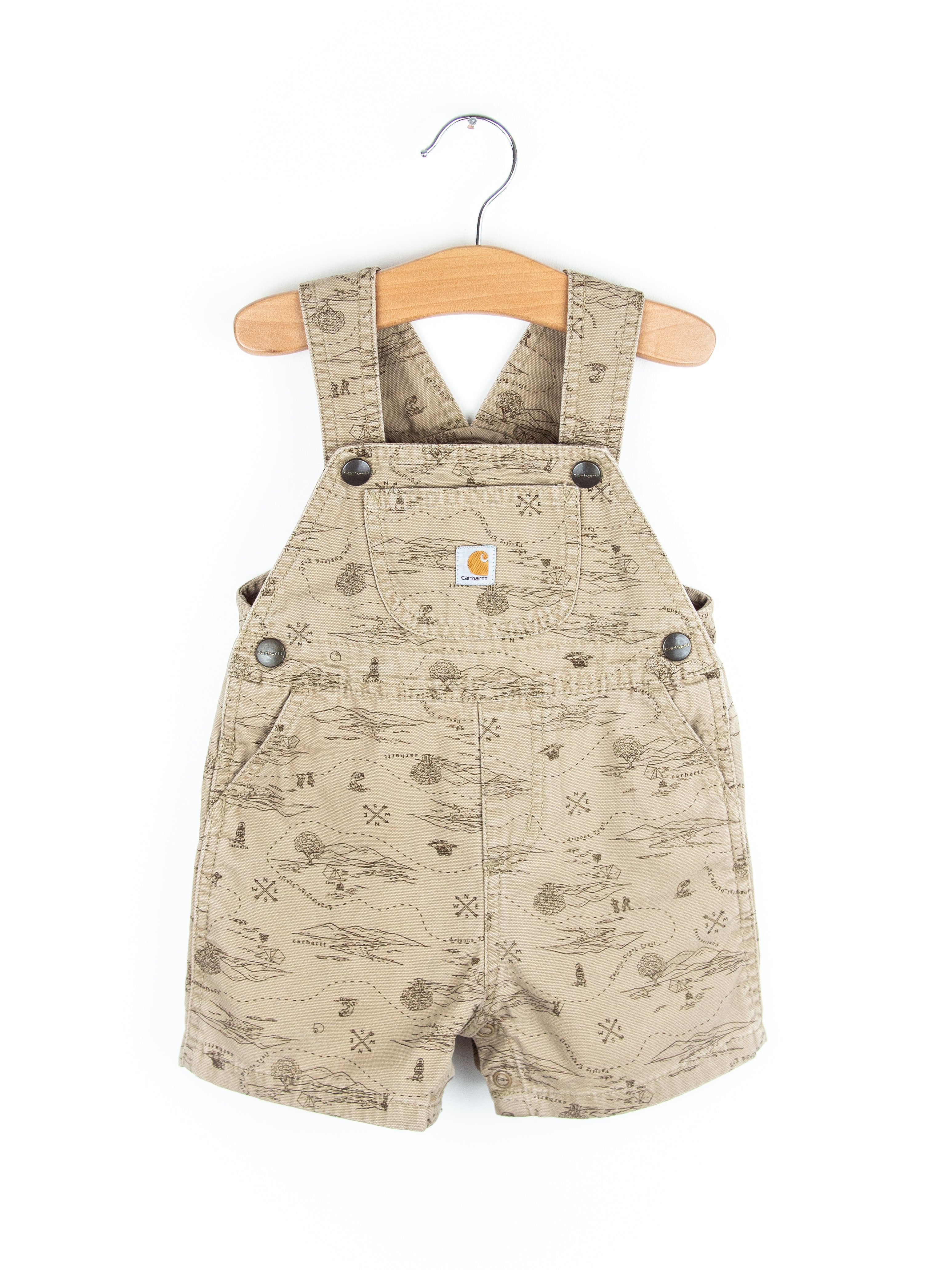 Carhartt Map Print Dungaree Shorties - Age 12 months