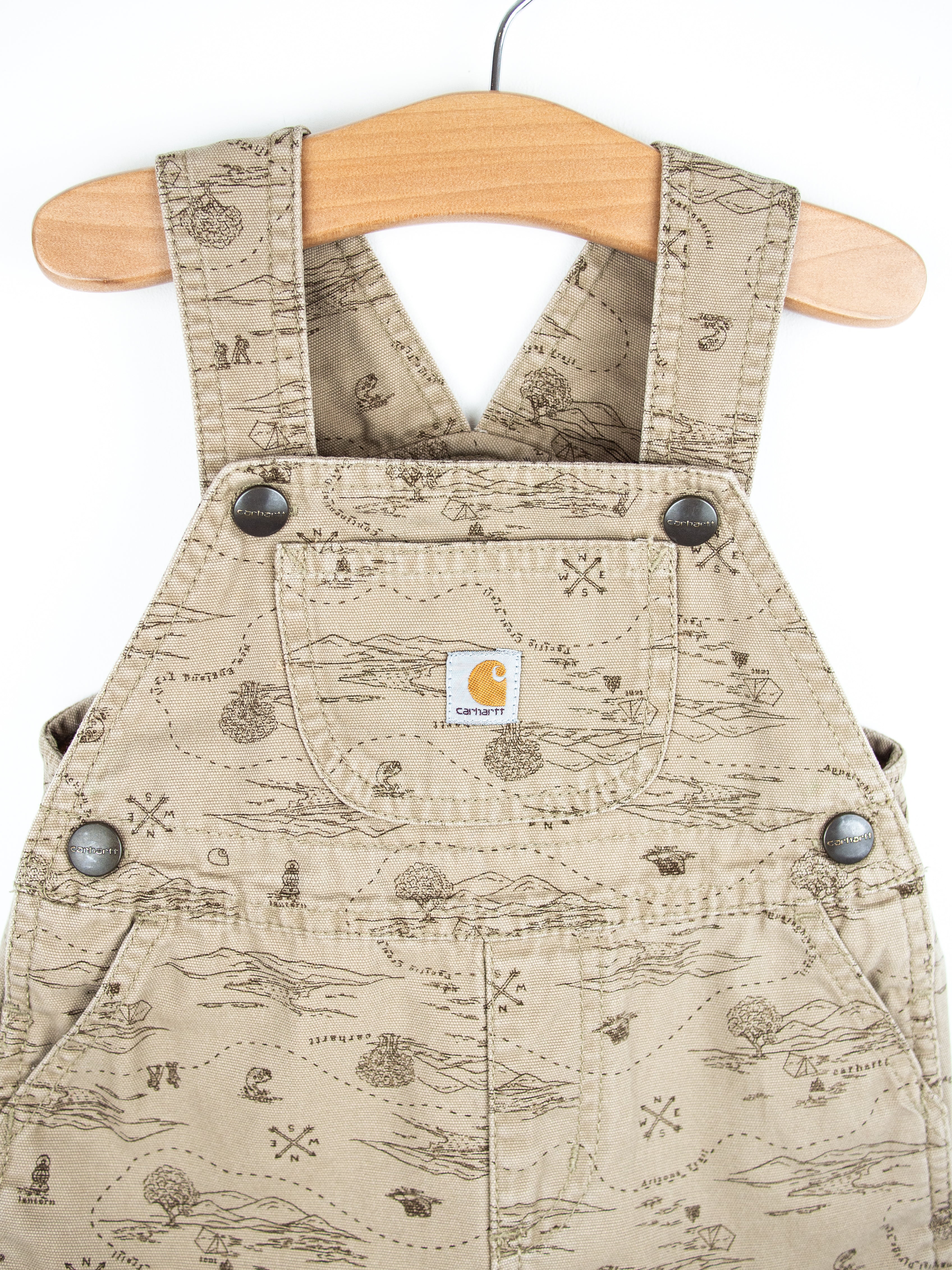 Carhartt Map Print Dungaree Shorties - Age 12 months