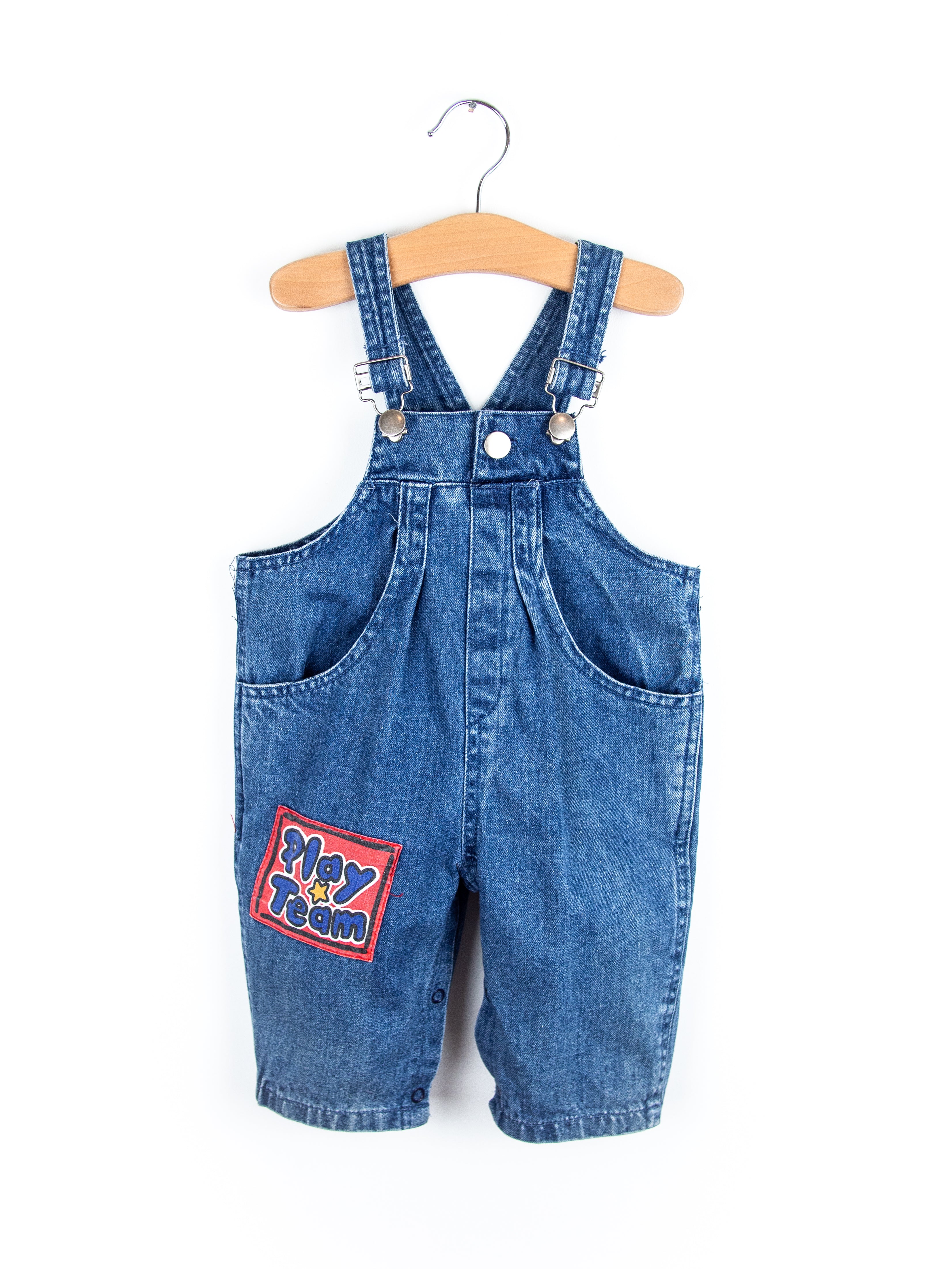 Vintage Denim Baseball Dungarees - Age 3-6 months