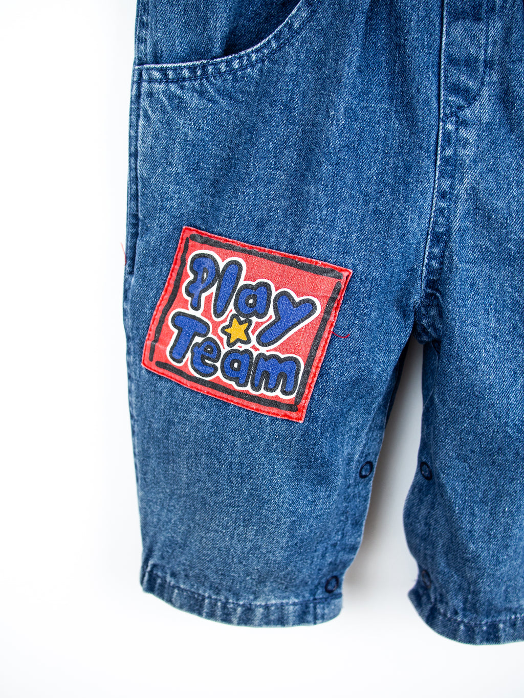 Vintage Denim Baseball Dungarees - Age 3-6 months