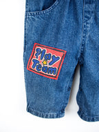 Vintage Denim Baseball Dungarees - Age 3-6 months
