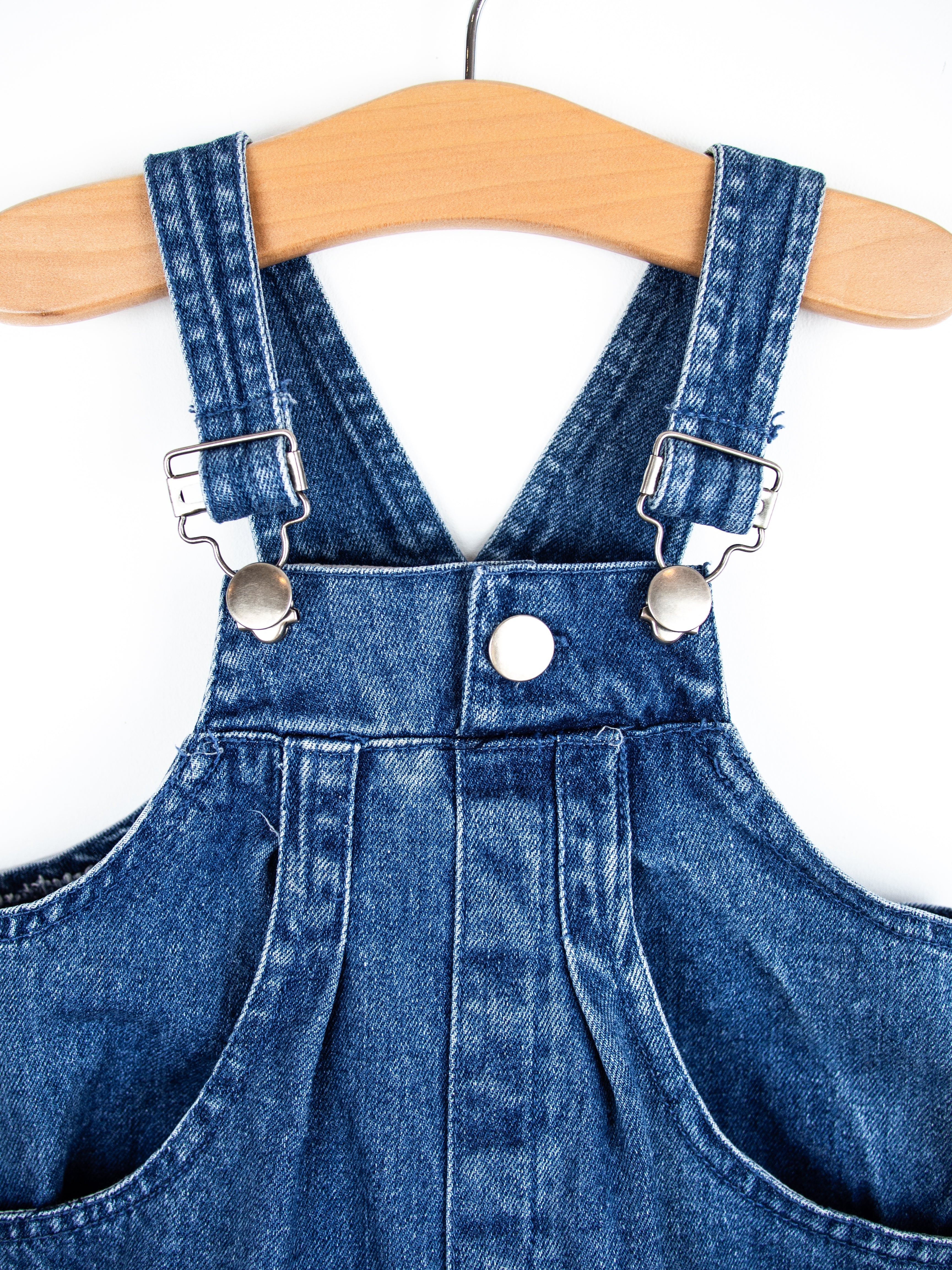 Vintage Denim Baseball Dungarees - Age 3-6 months