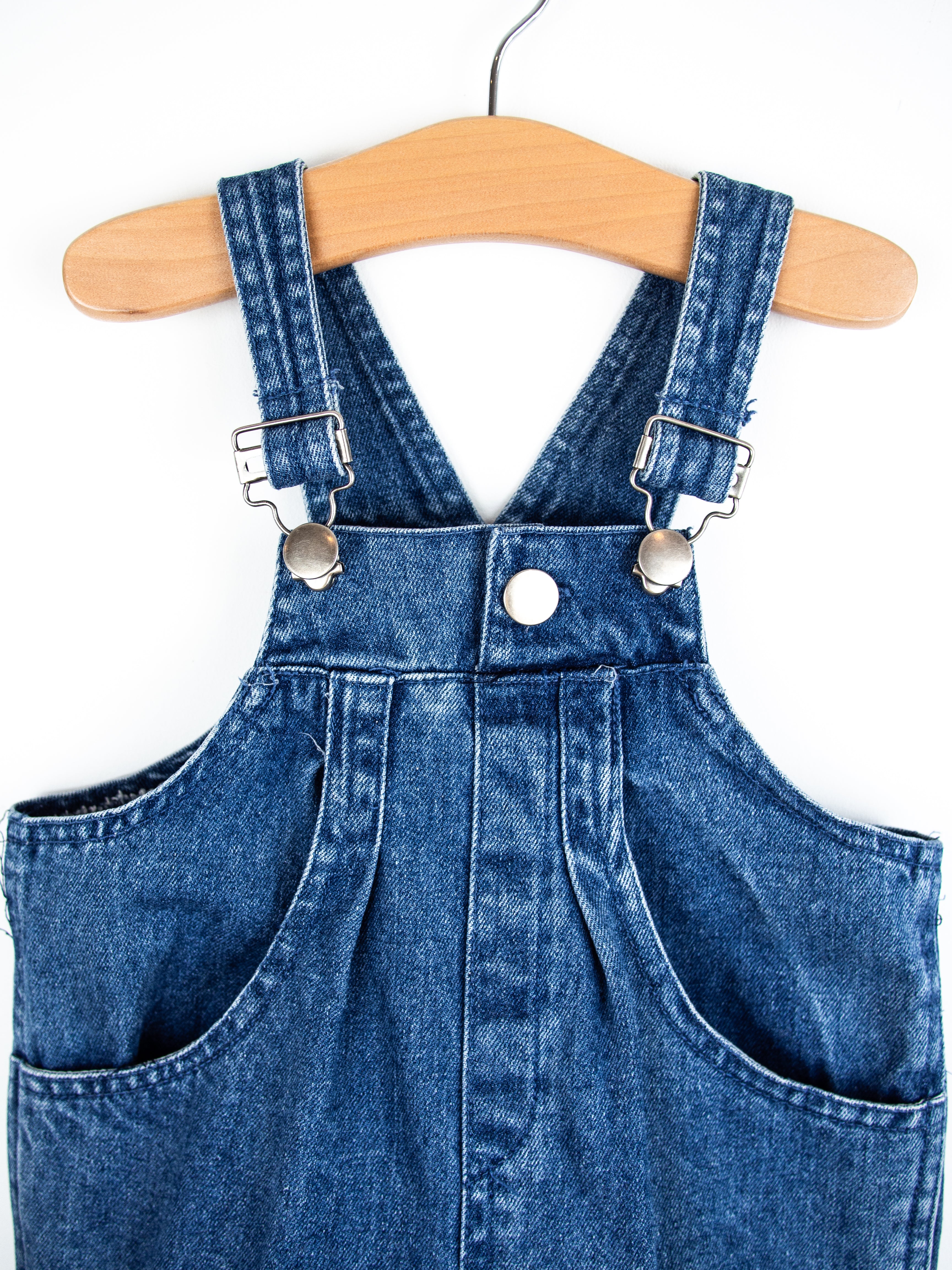 Vintage Denim Baseball Dungarees - Age 3-6 months