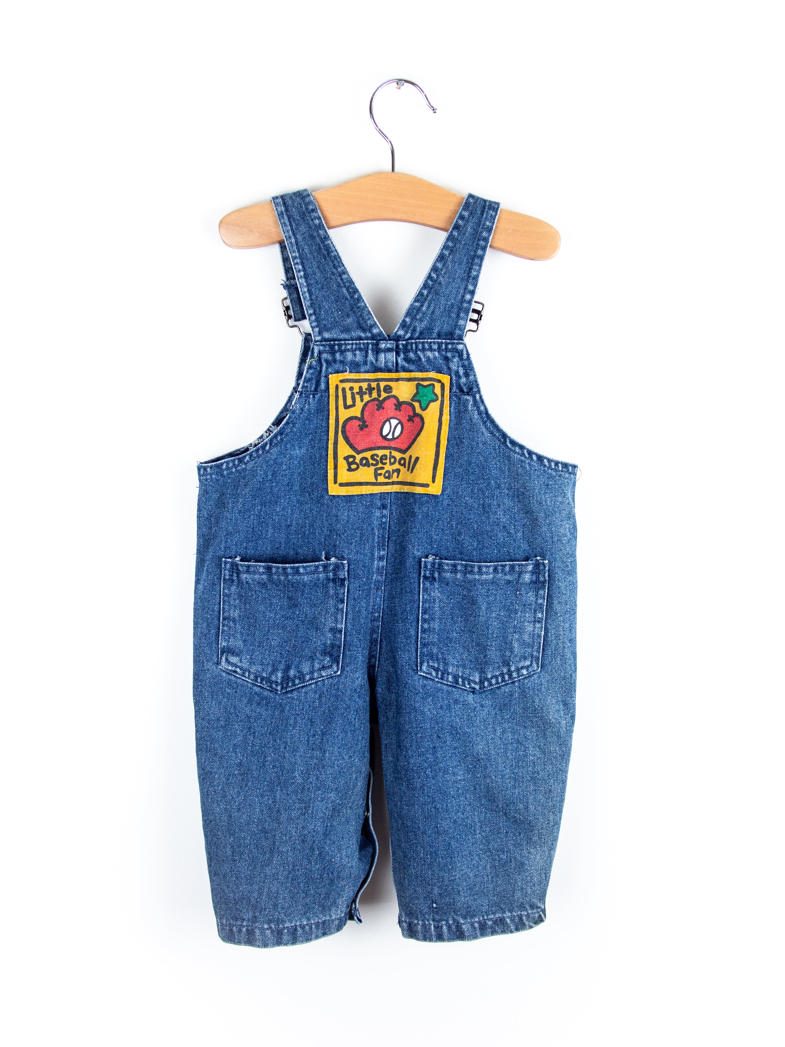 Vintage Denim Baseball Dungarees - Age 3-6 months