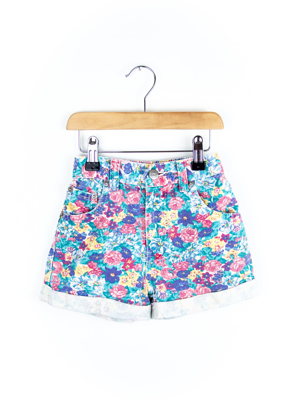Vintage Floral Denim Shorts - Age 2T