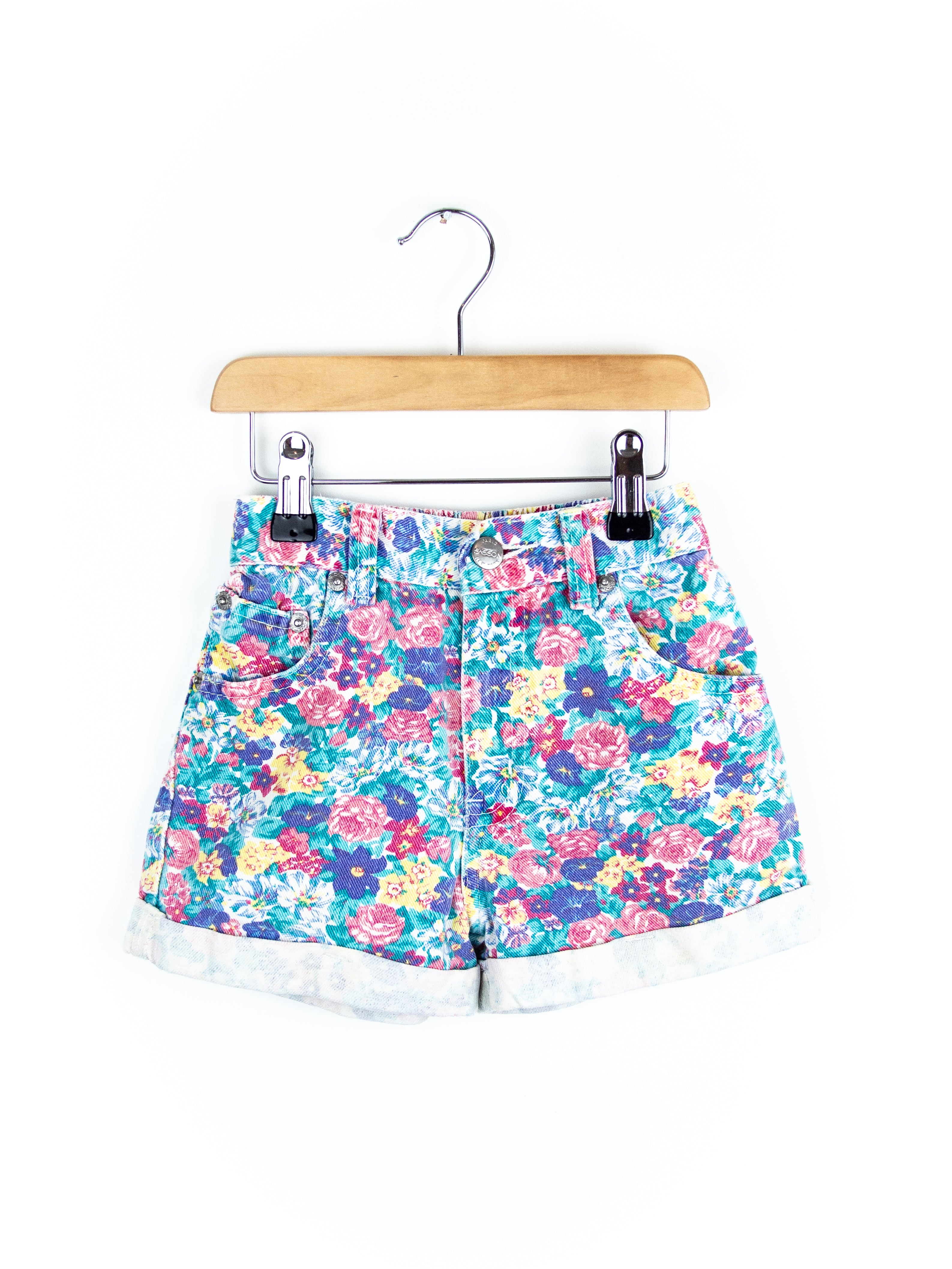 Vintage Floral Denim Shorts - Age 2T