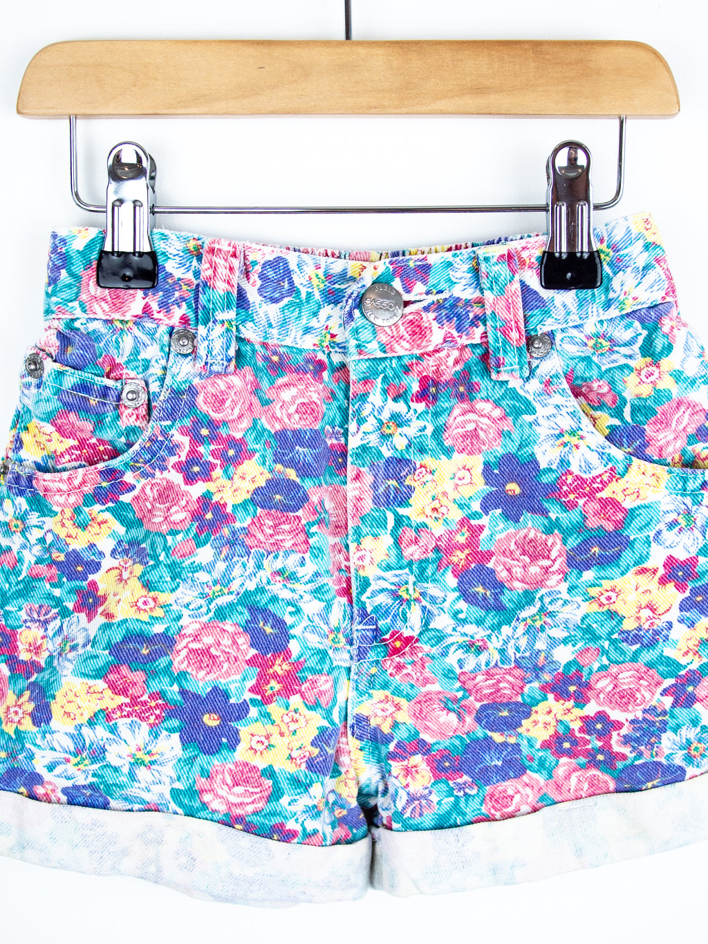 Vintage Floral Denim Shorts - Age 2T