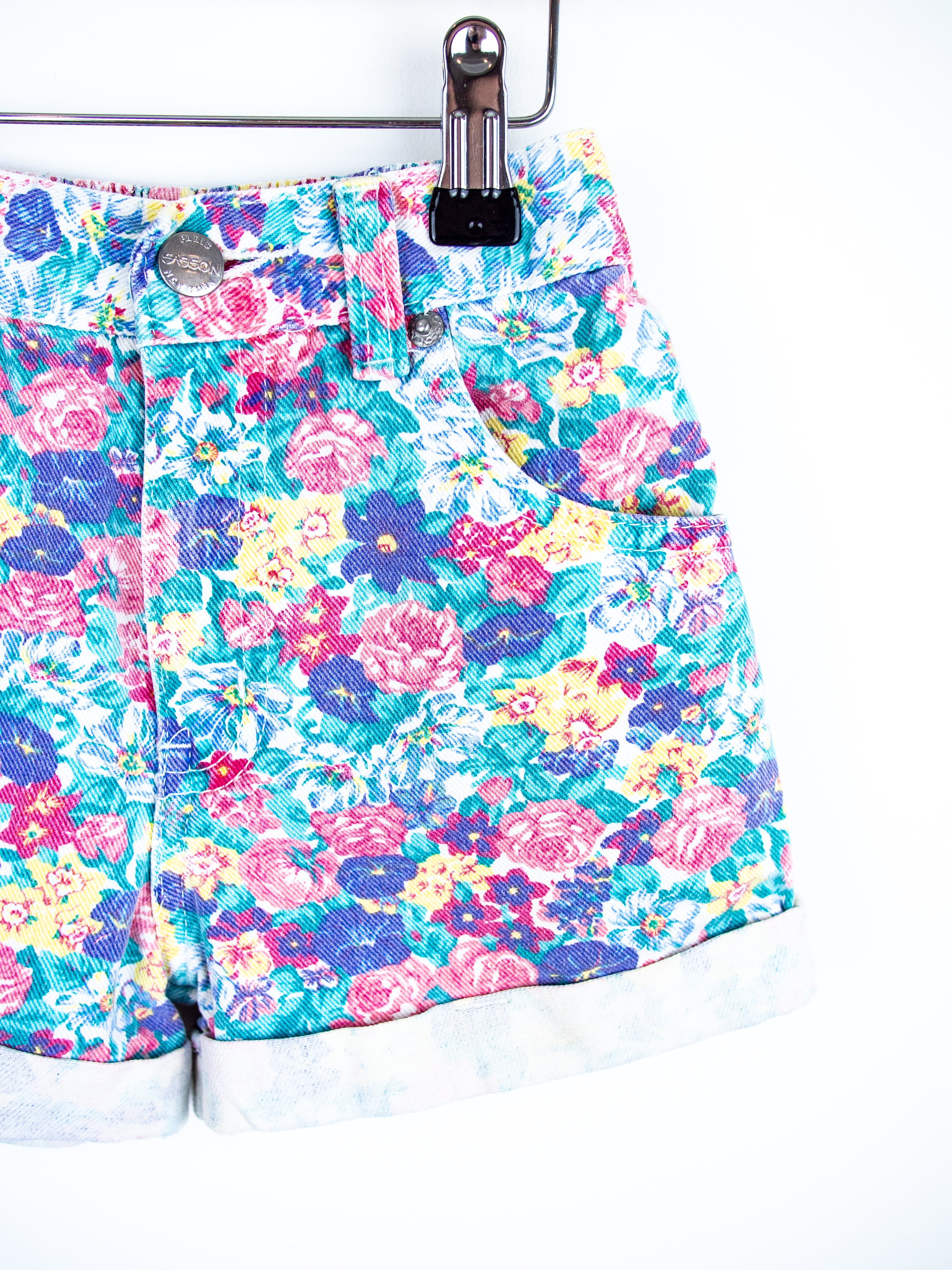 Vintage Floral Denim Shorts - Age 2T