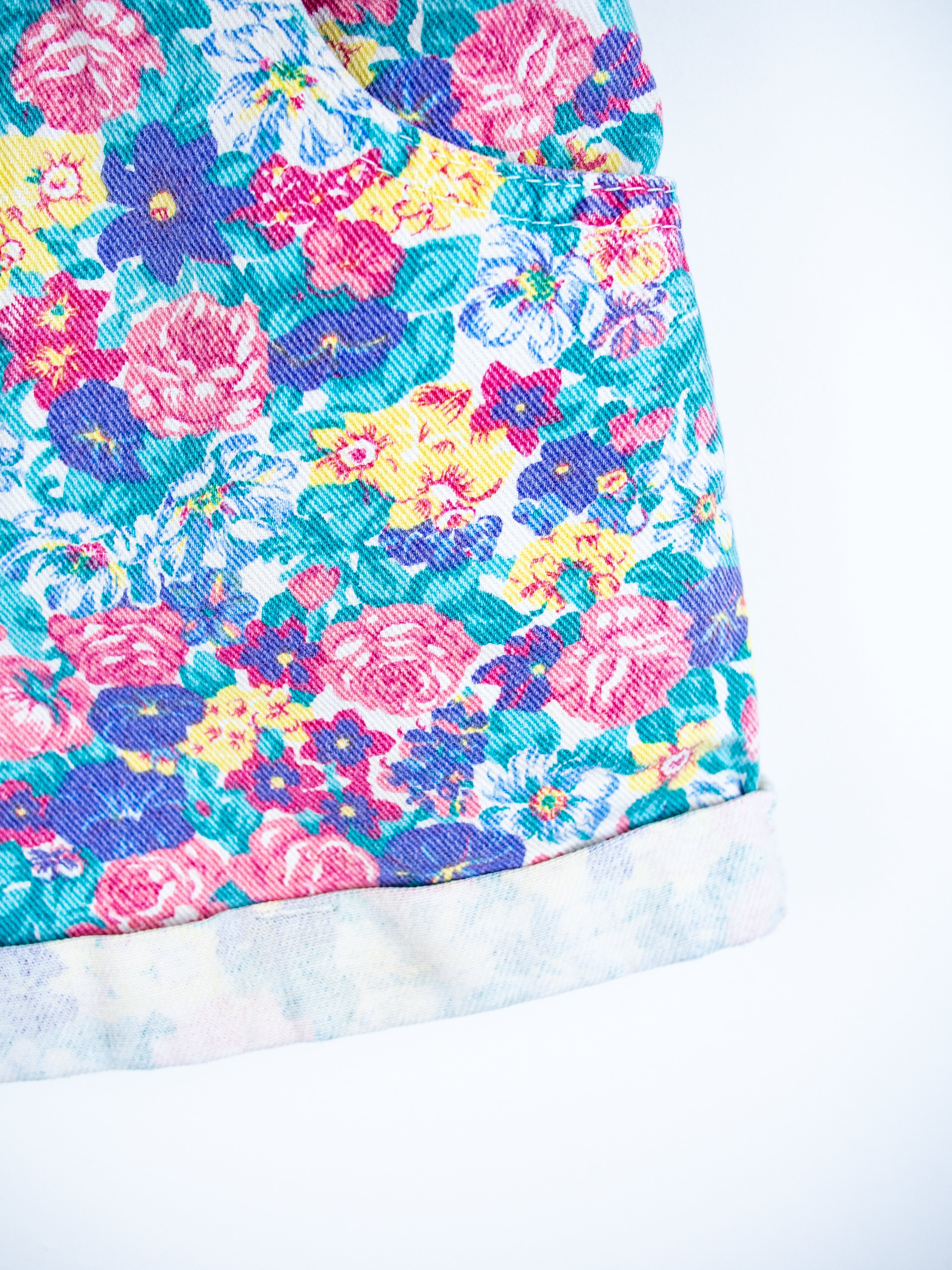 Vintage Floral Denim Shorts - Age 2T