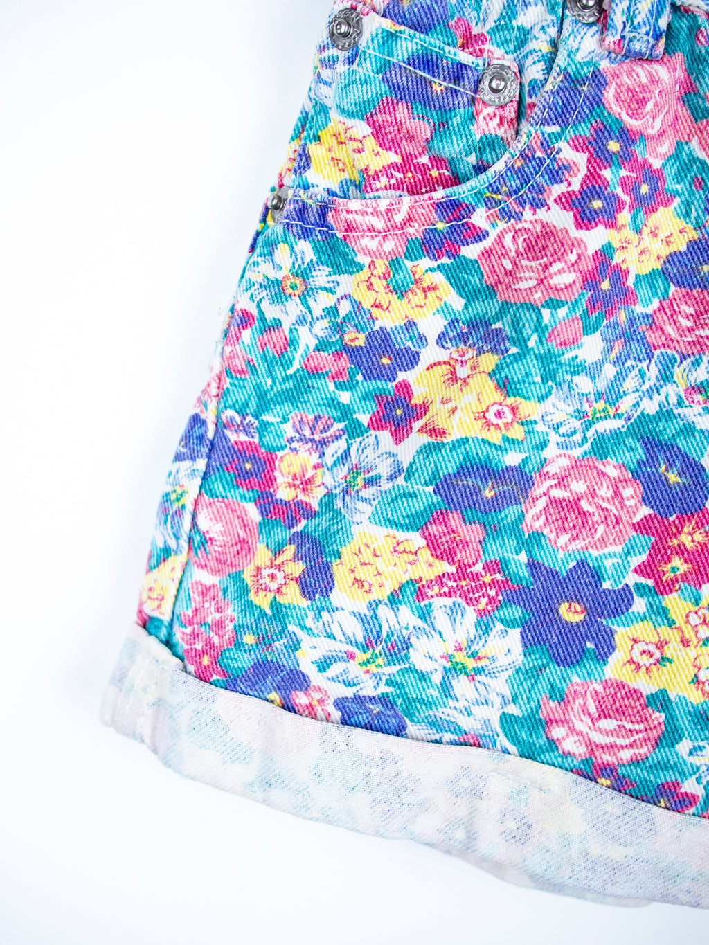 Vintage Floral Denim Shorts - Age 2T