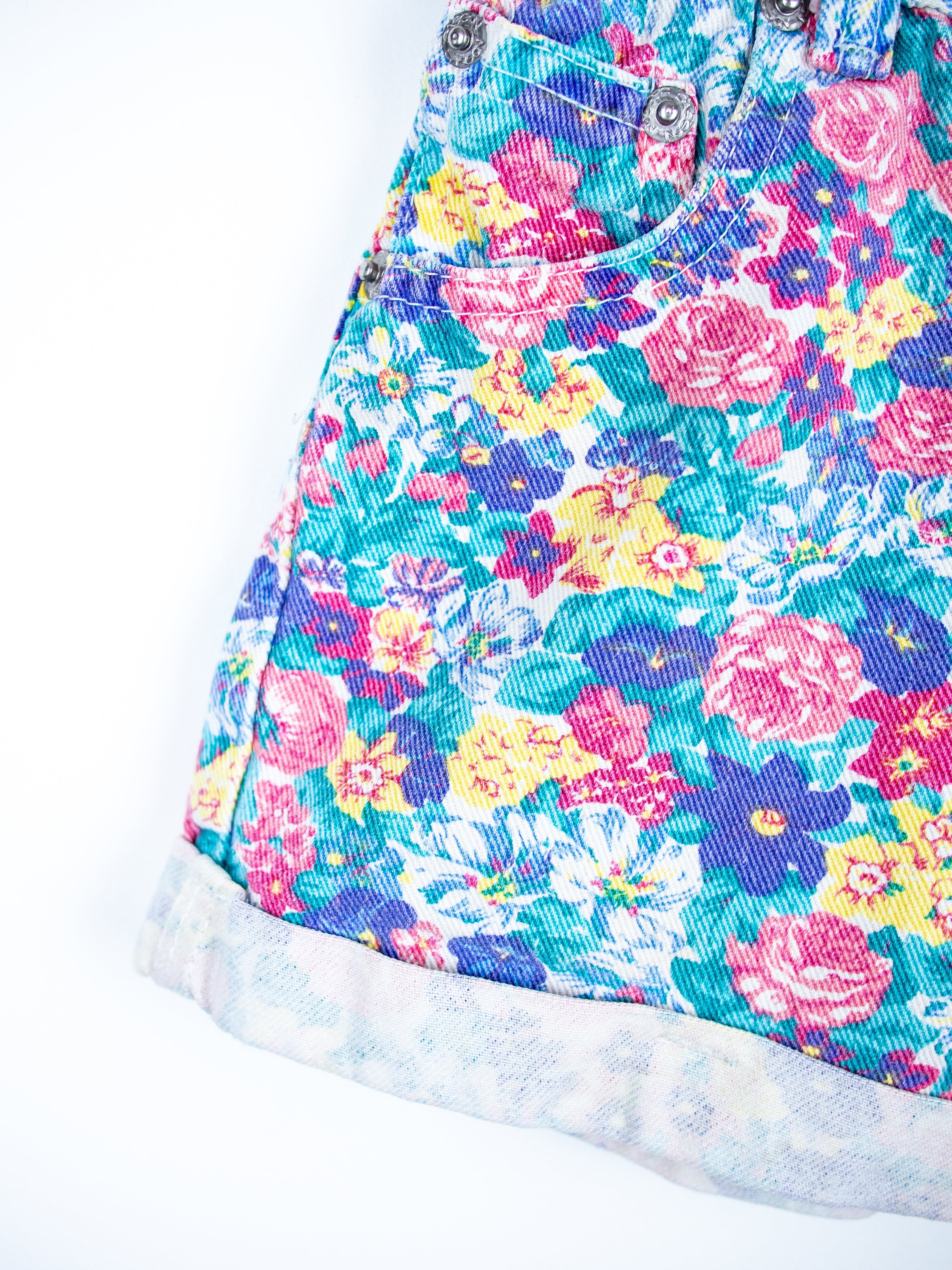 Vintage Floral Denim Shorts - Age 2T