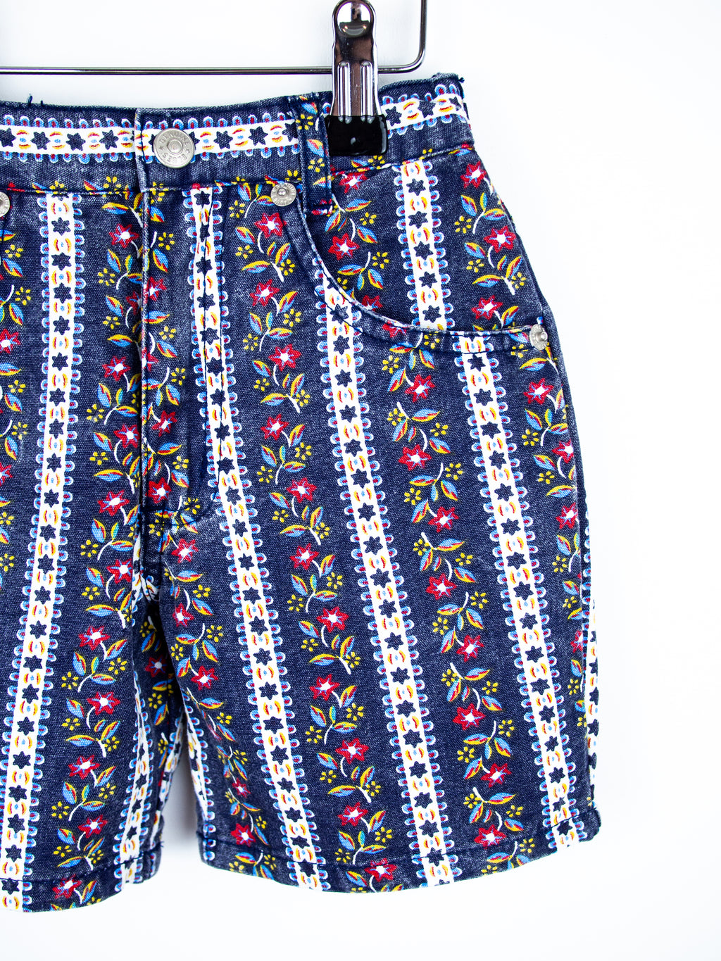 Vintage Floral Stripe Denim Shorts - Age 2-3 years