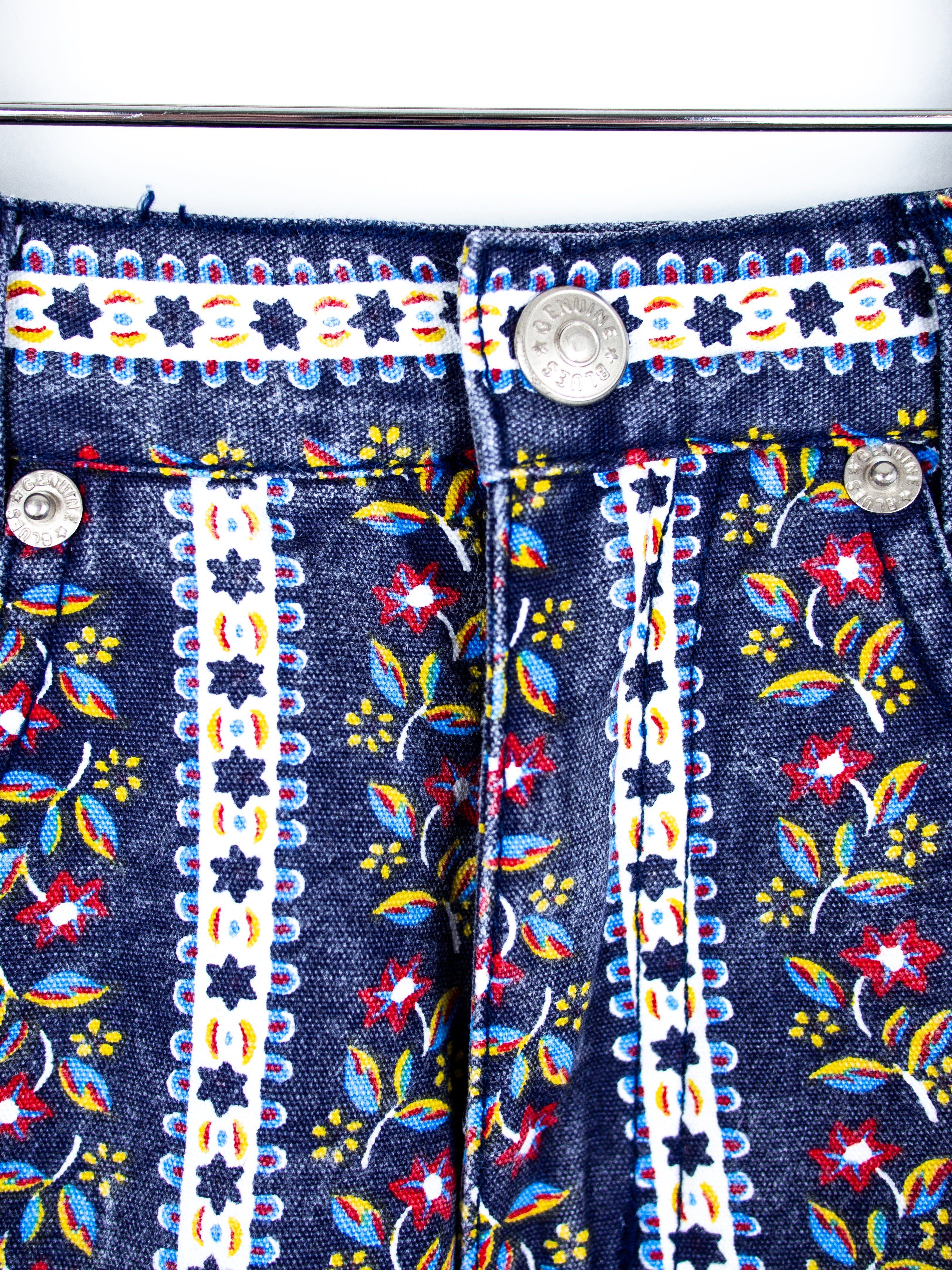 Vintage Floral Stripe Denim Shorts - Age 2-3 years