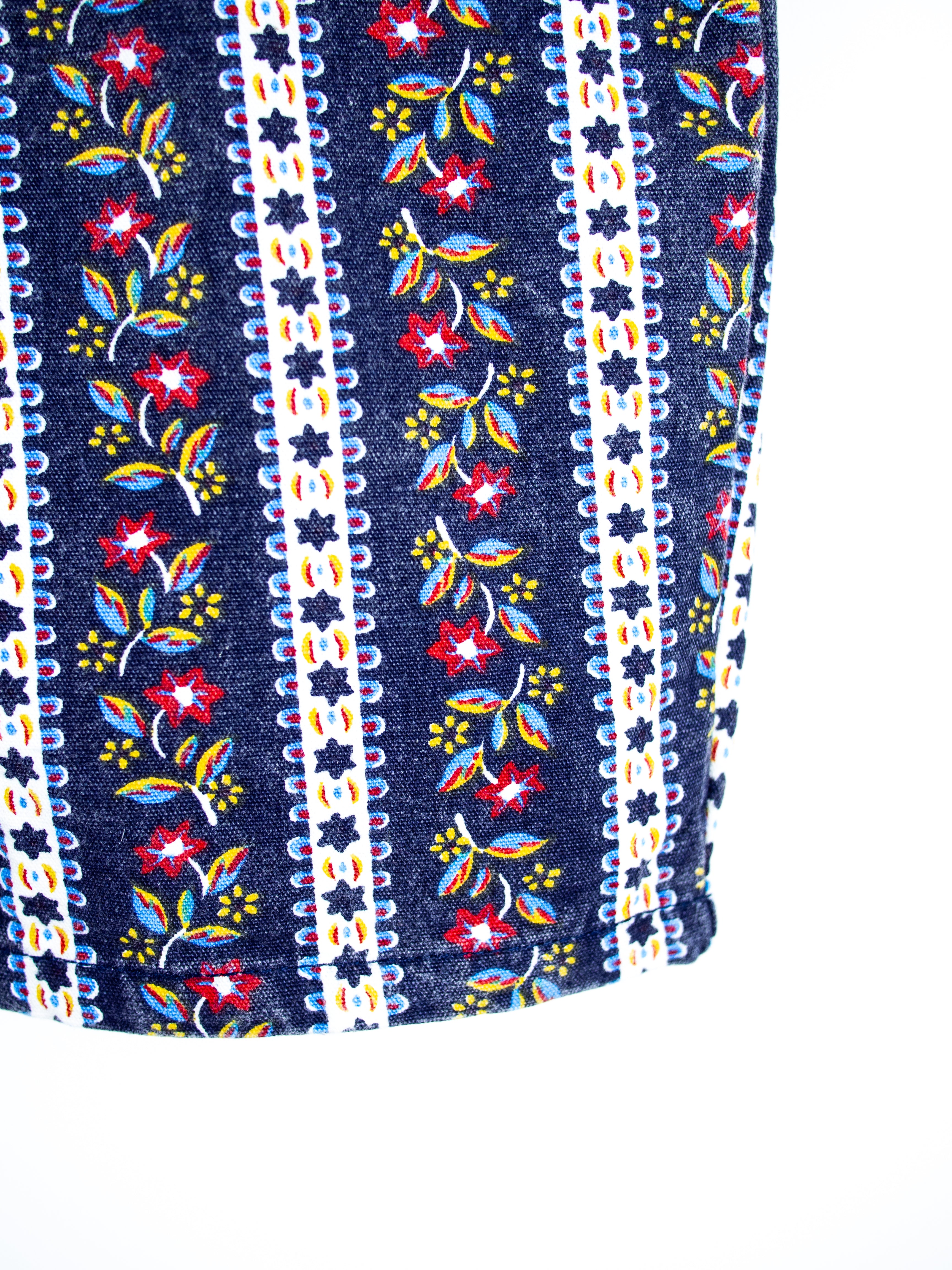 Vintage Floral Stripe Denim Shorts - Age 2-3 years