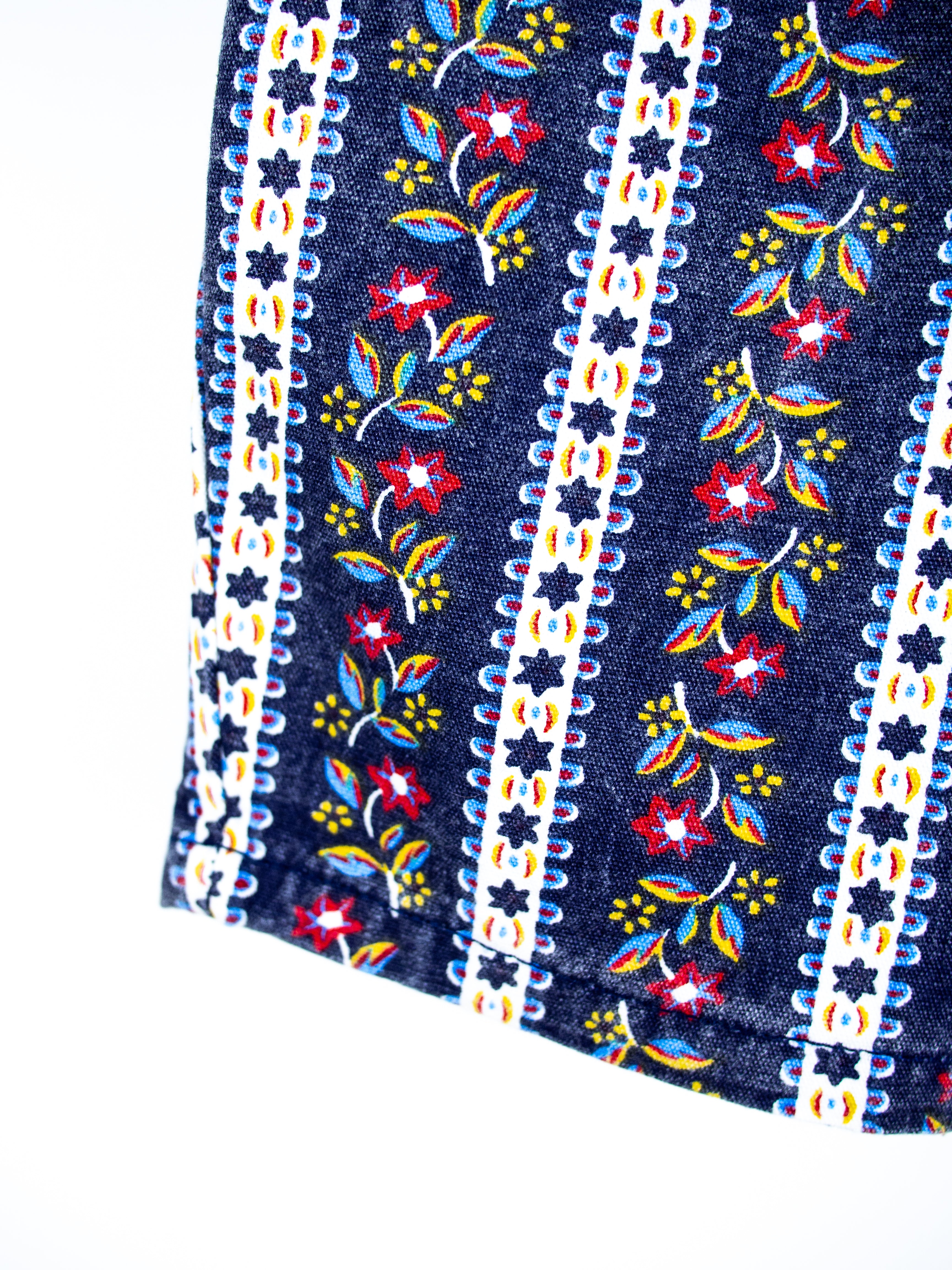 Vintage Floral Stripe Denim Shorts - Age 2-3 years