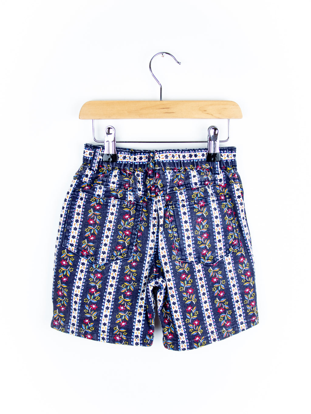 Vintage Floral Stripe Denim Shorts - Age 2-3 years