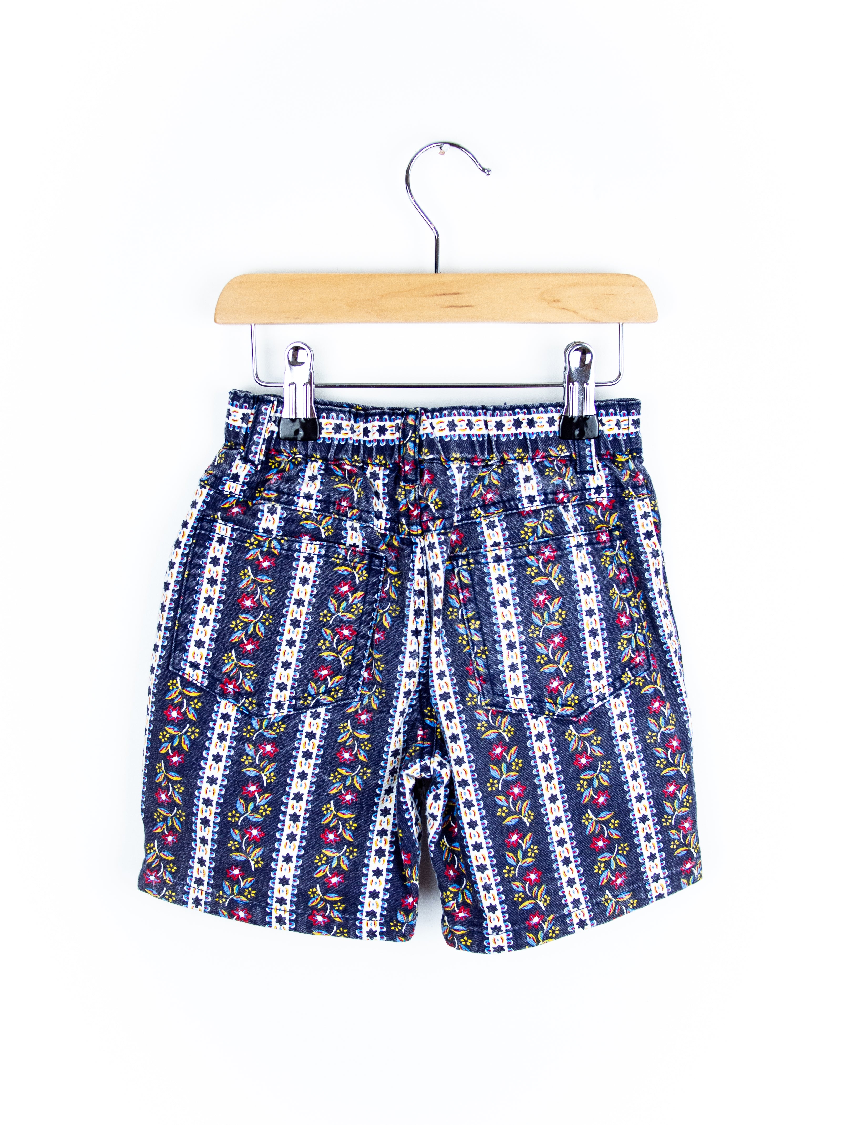 Vintage Floral Stripe Denim Shorts - Age 2-3 years