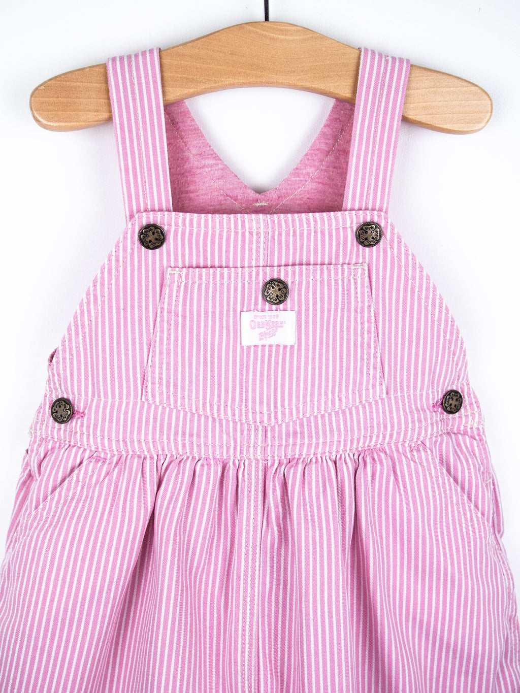 Osh Kosh Pink & White Stripe Dungaree Dress - Age 18 months