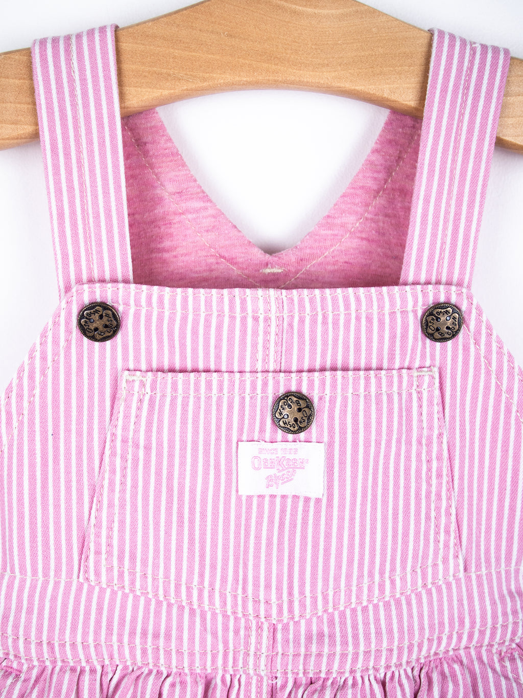 Osh Kosh Pink & White Stripe Dungaree Dress - Age 18 months