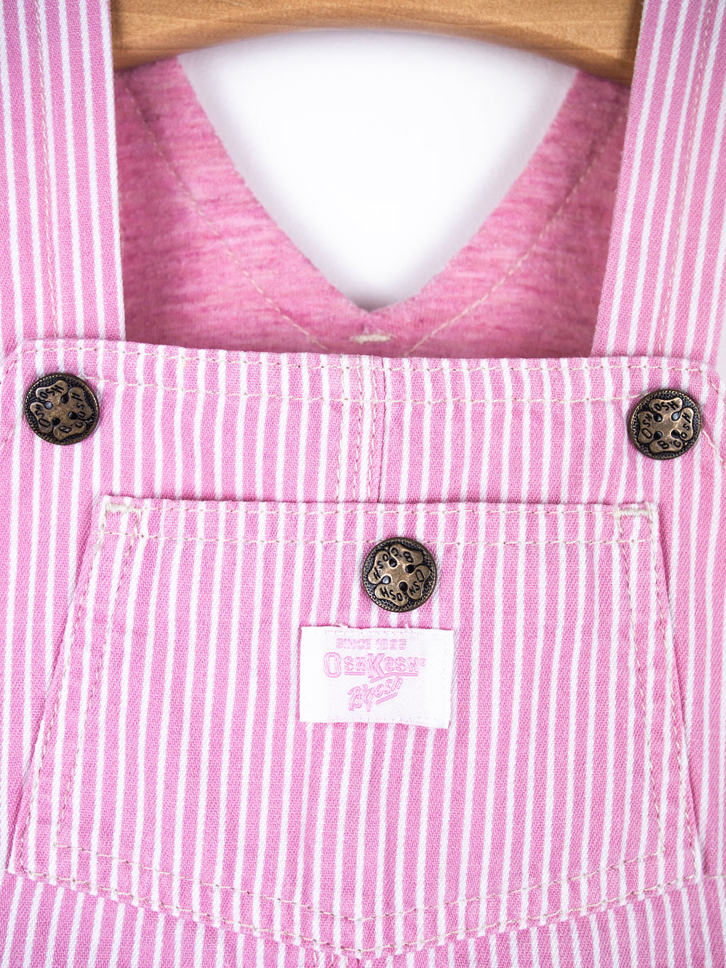 Osh Kosh Pink & White Stripe Dungaree Dress - Age 18 months