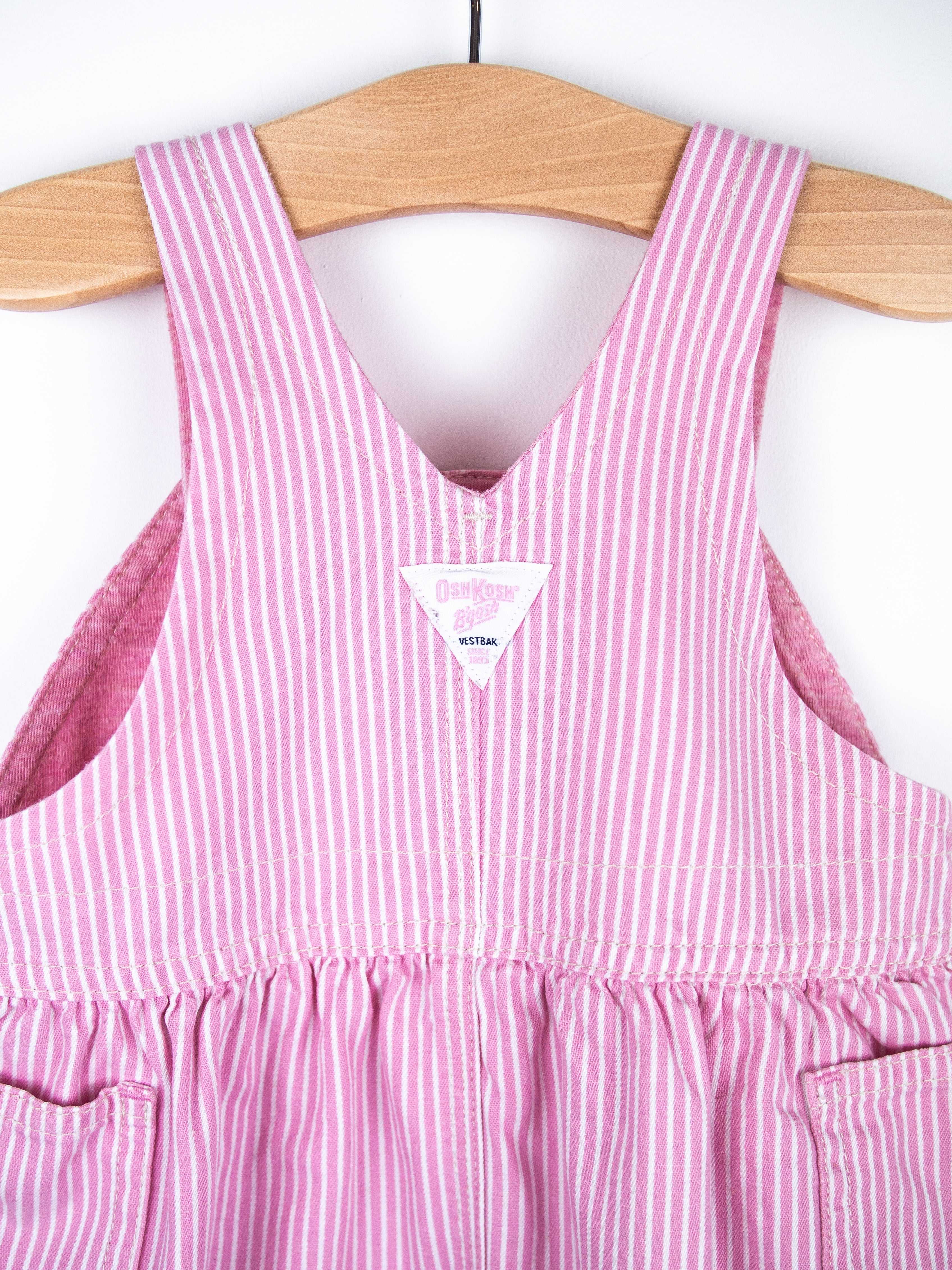 Osh Kosh Pink & White Stripe Dungaree Dress - Age 18 months