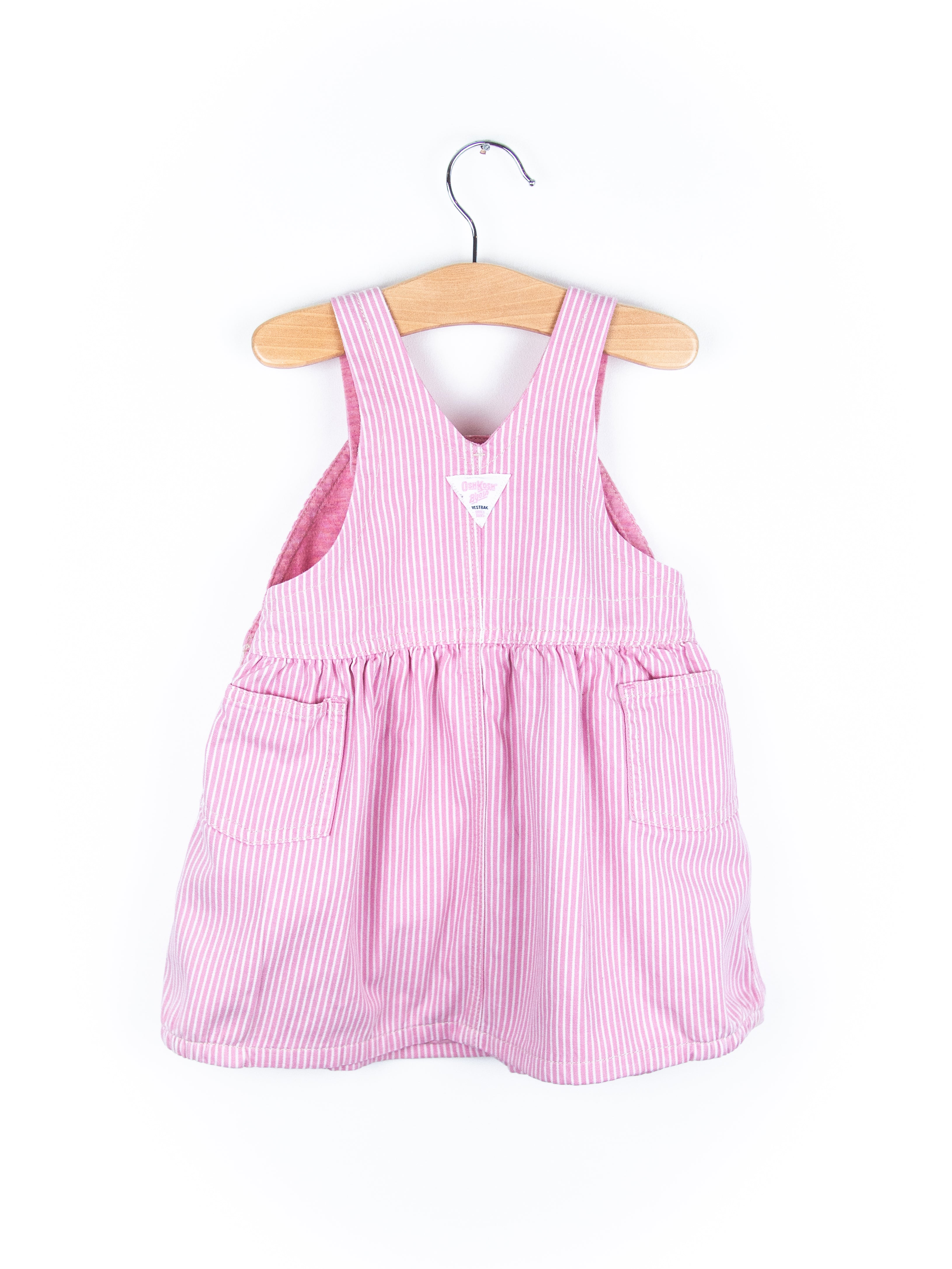 Osh Kosh Pink & White Stripe Dungaree Dress - Age 18 months