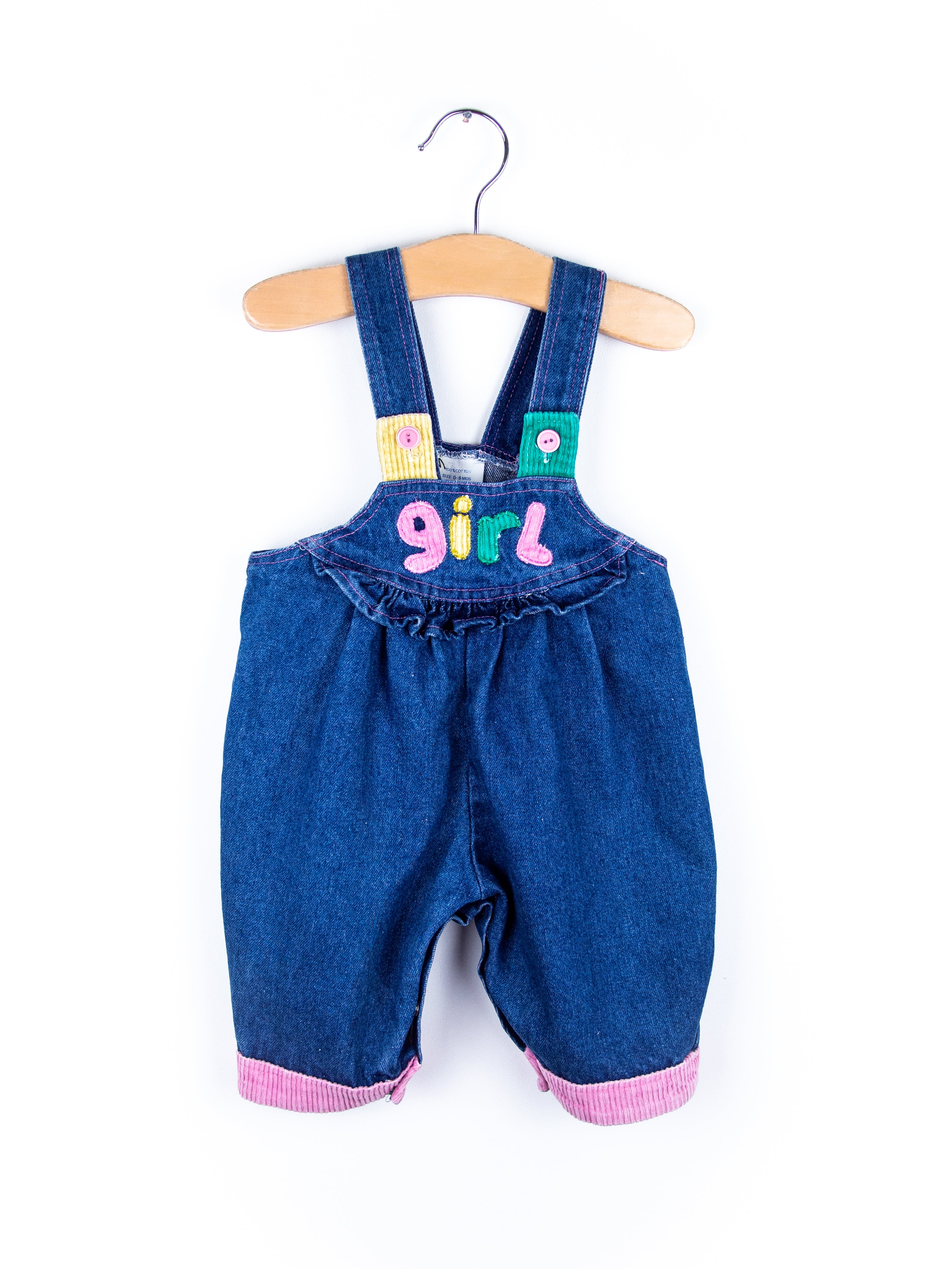 Vintage 90's Denim Girl Dungarees - Age 0-3 months