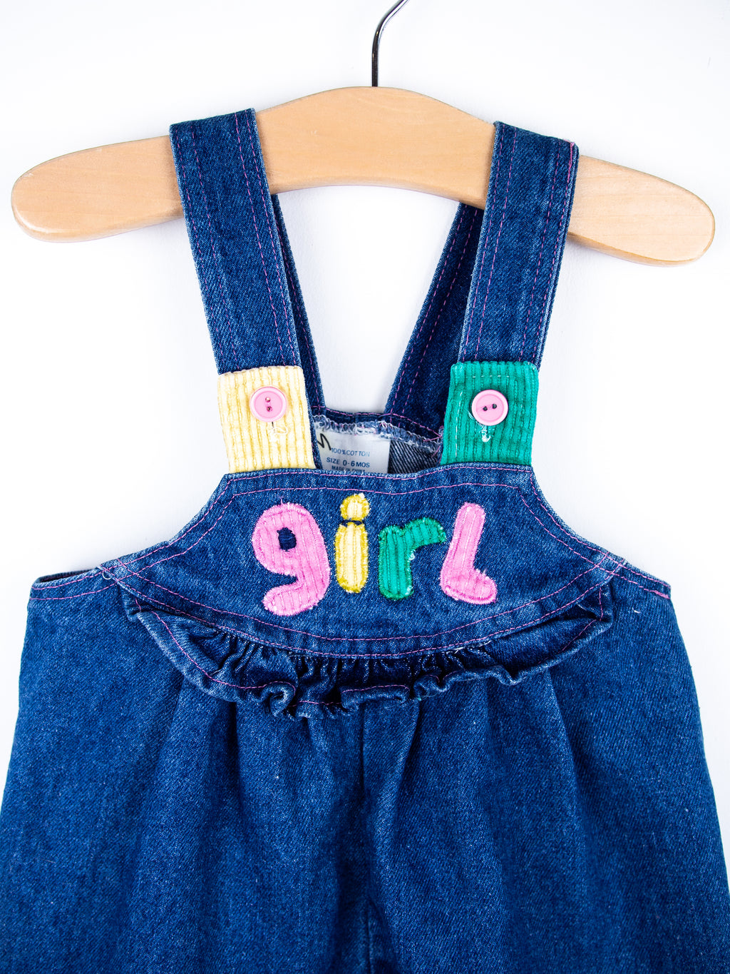 Vintage 90's Denim Girl Dungarees - Age 0-3 months