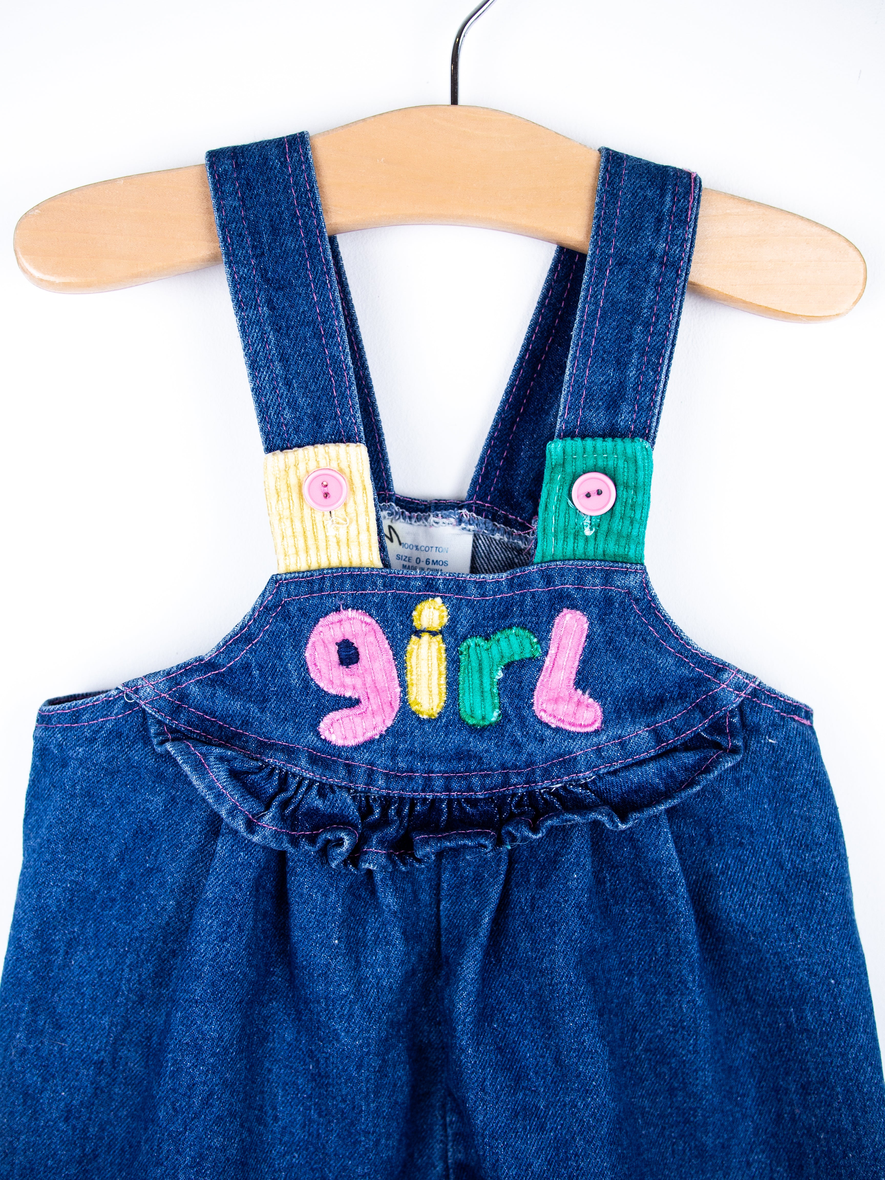 Vintage 90's Denim Girl Dungarees - Age 0-3 months