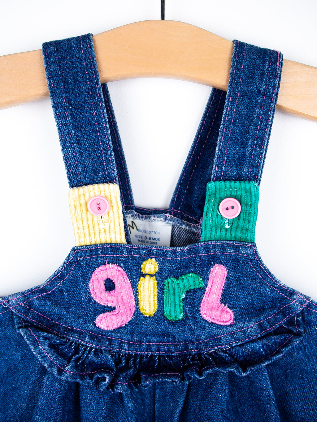 Vintage 90's Denim Girl Dungarees - Age 0-3 months