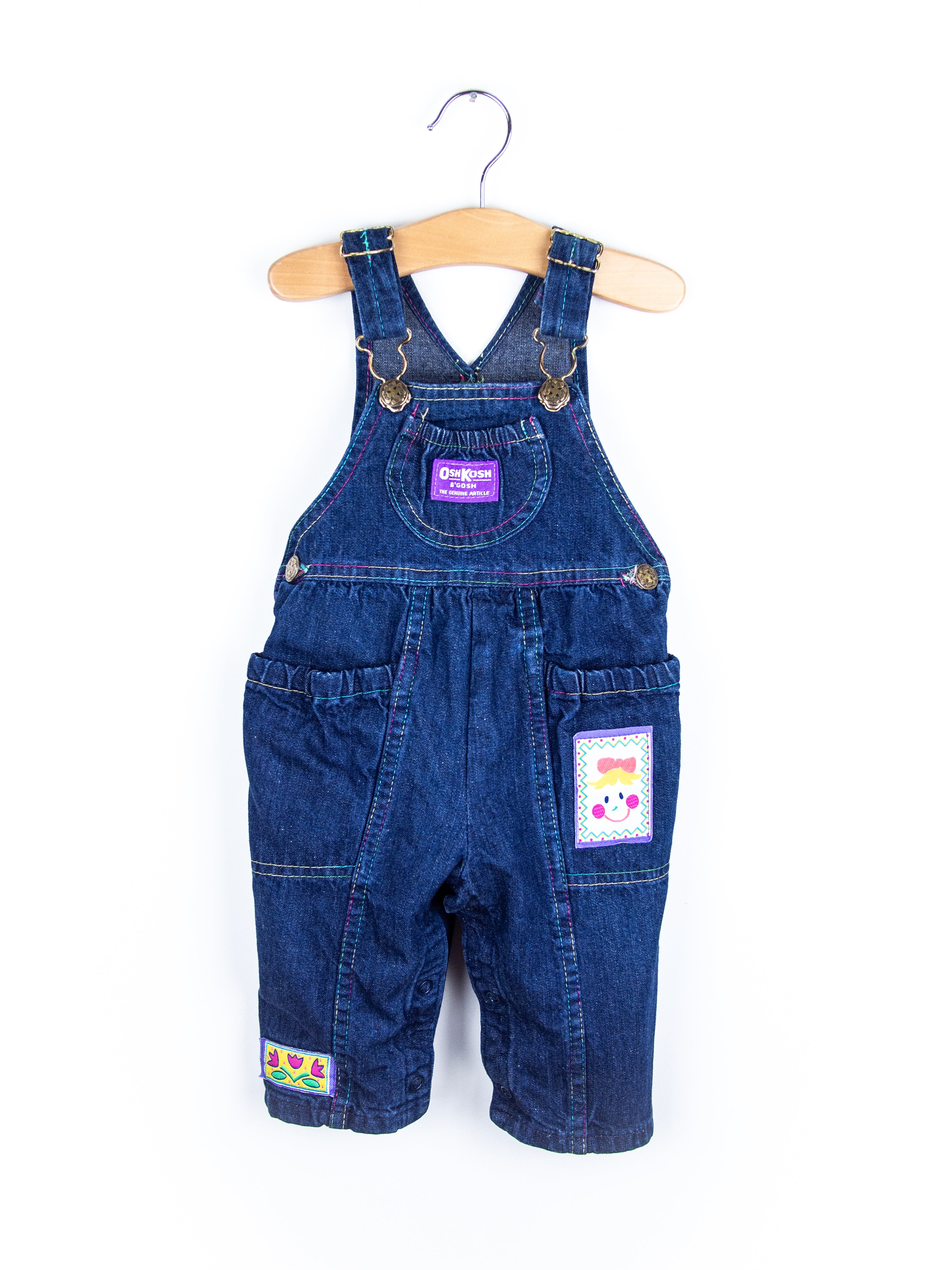 Osh Kosh Denim Rainbow Stitch Dungarees - Age 6 months