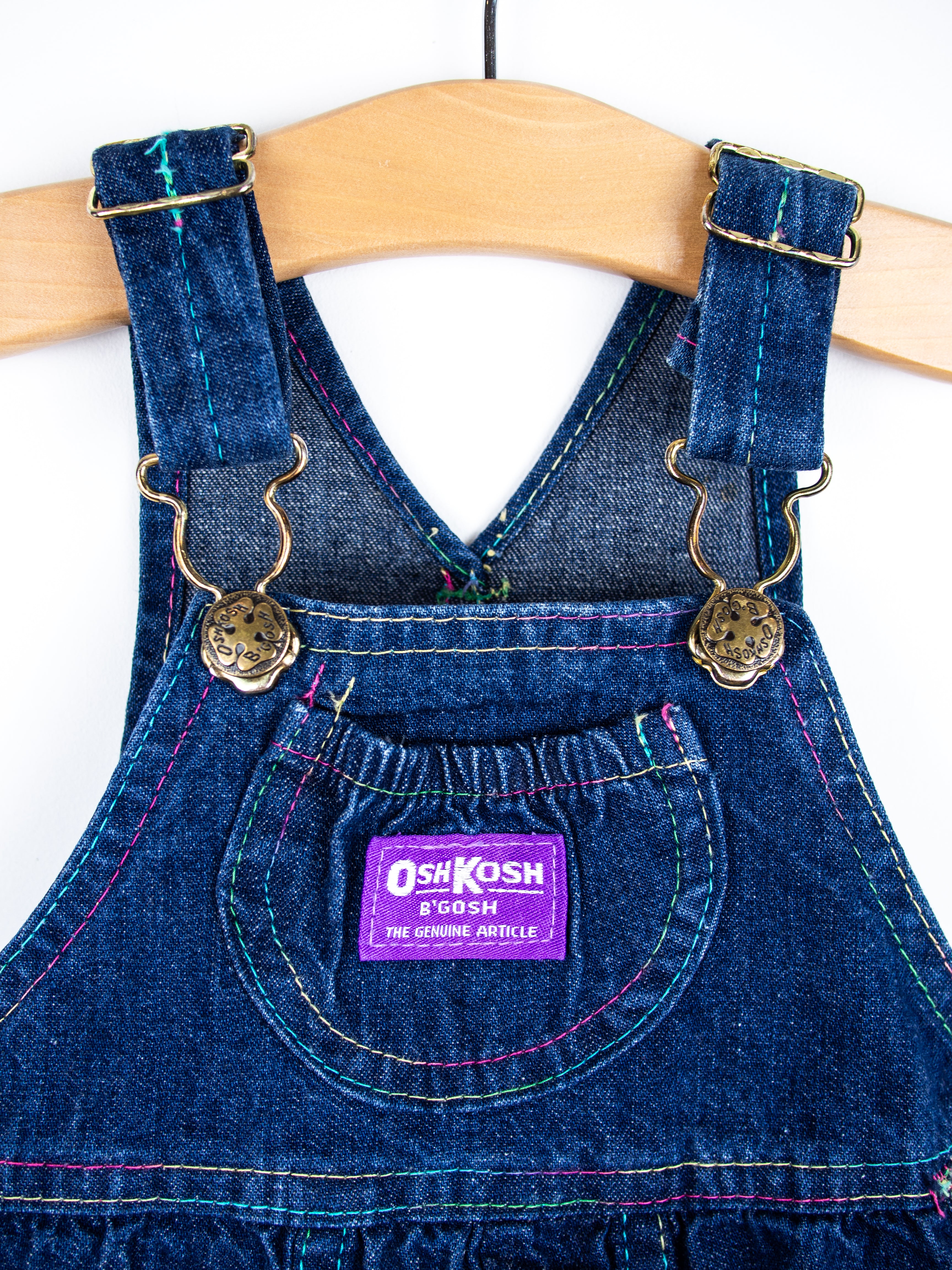 Osh Kosh Denim Rainbow Stitch Dungarees - Age 6 months