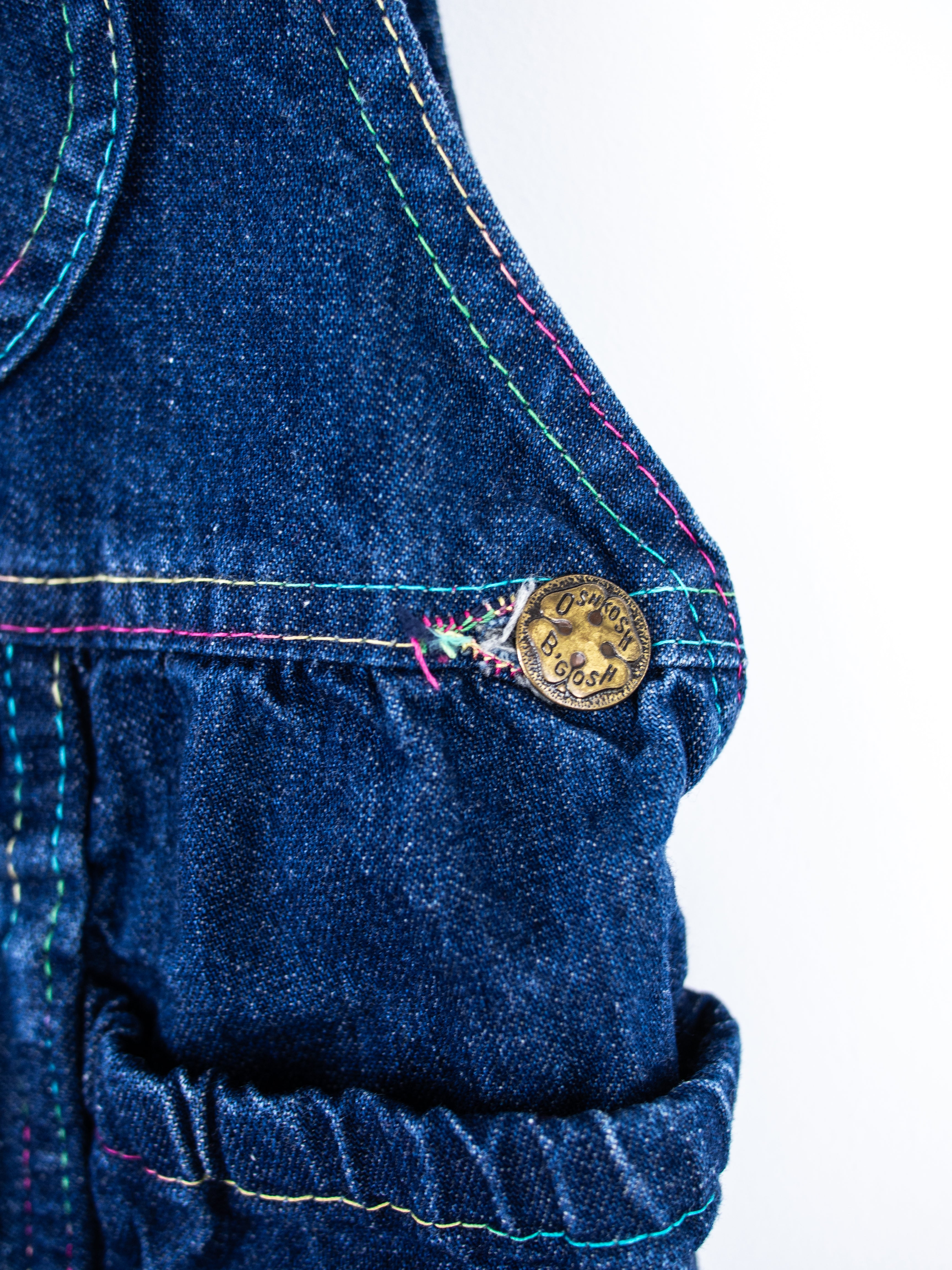 Osh Kosh Denim Rainbow Stitch Dungarees - Age 6 months