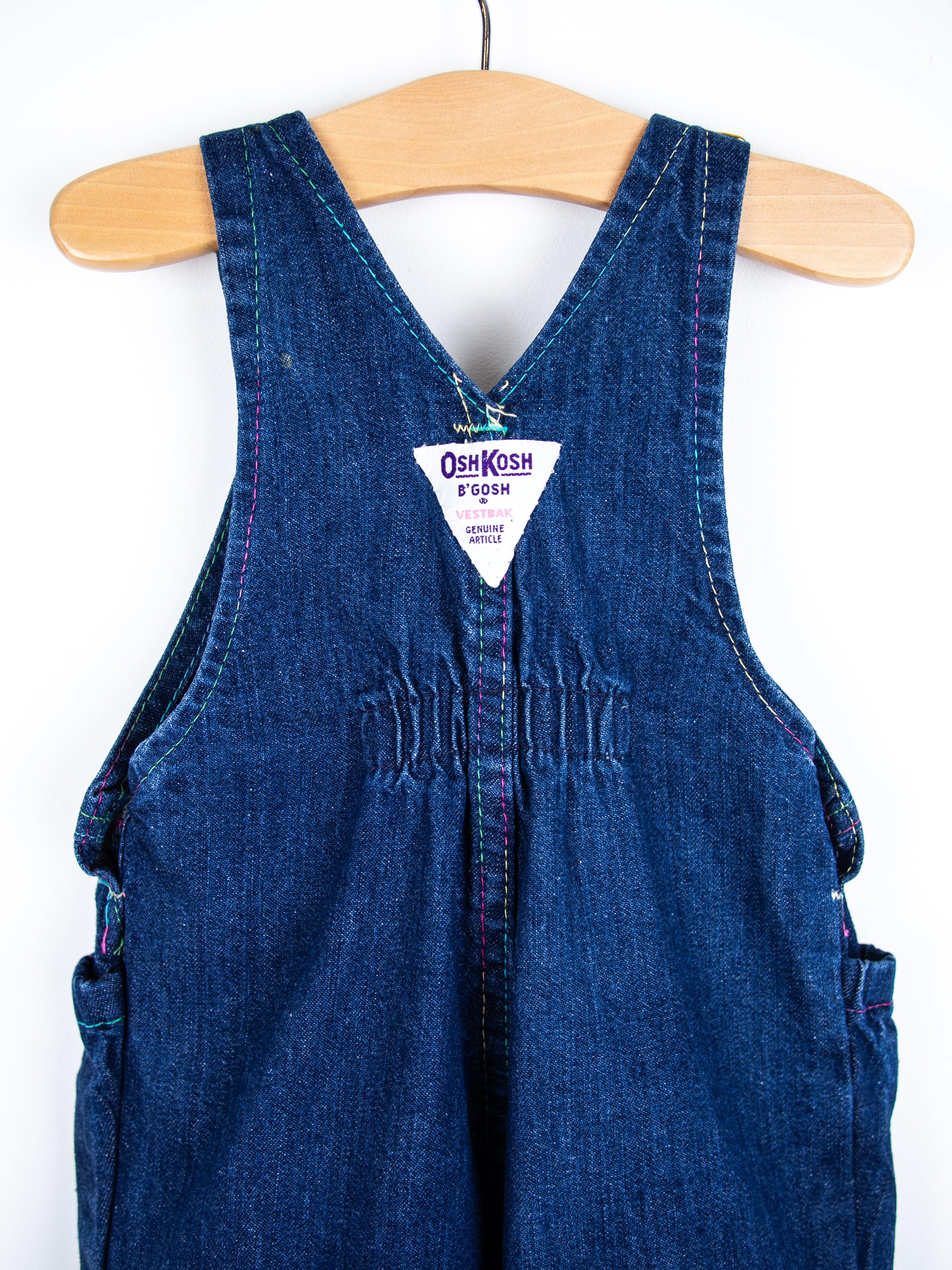Osh Kosh Denim Rainbow Stitch Dungarees - Age 6 months