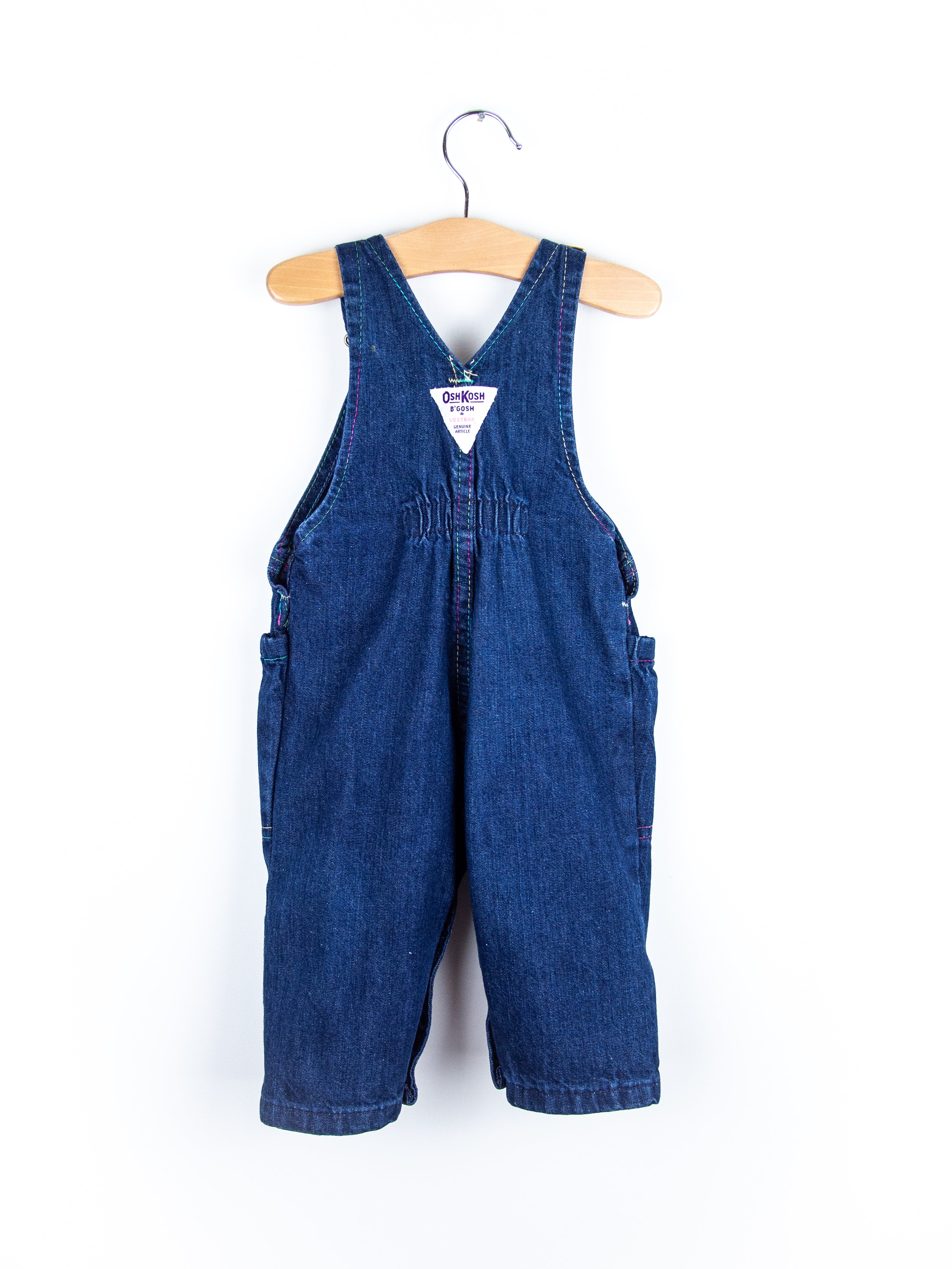Osh Kosh Denim Rainbow Stitch Dungarees - Age 6 months
